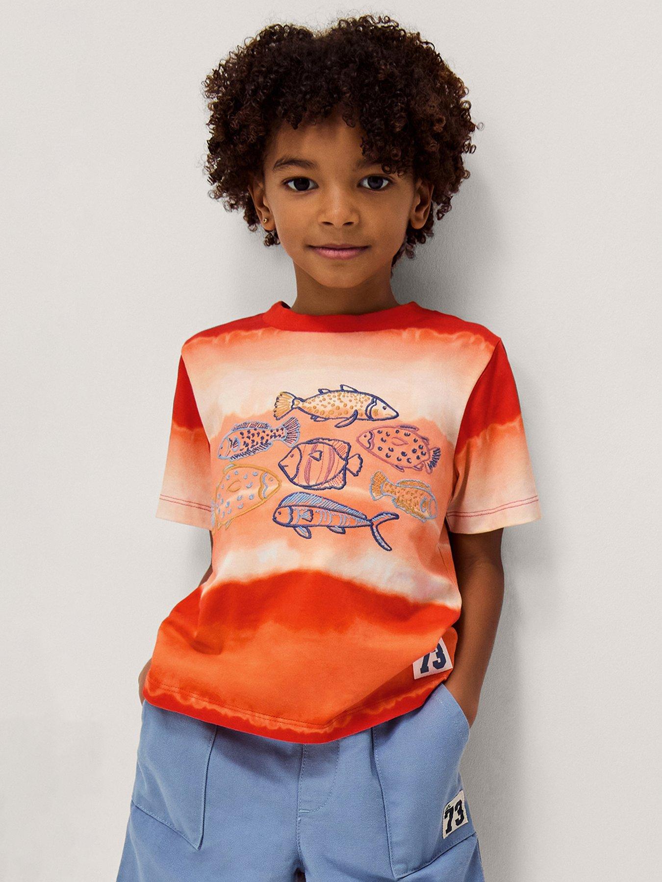 Image 1 of 4 of Monsoon Boys Fishy T-Shirt - Orange