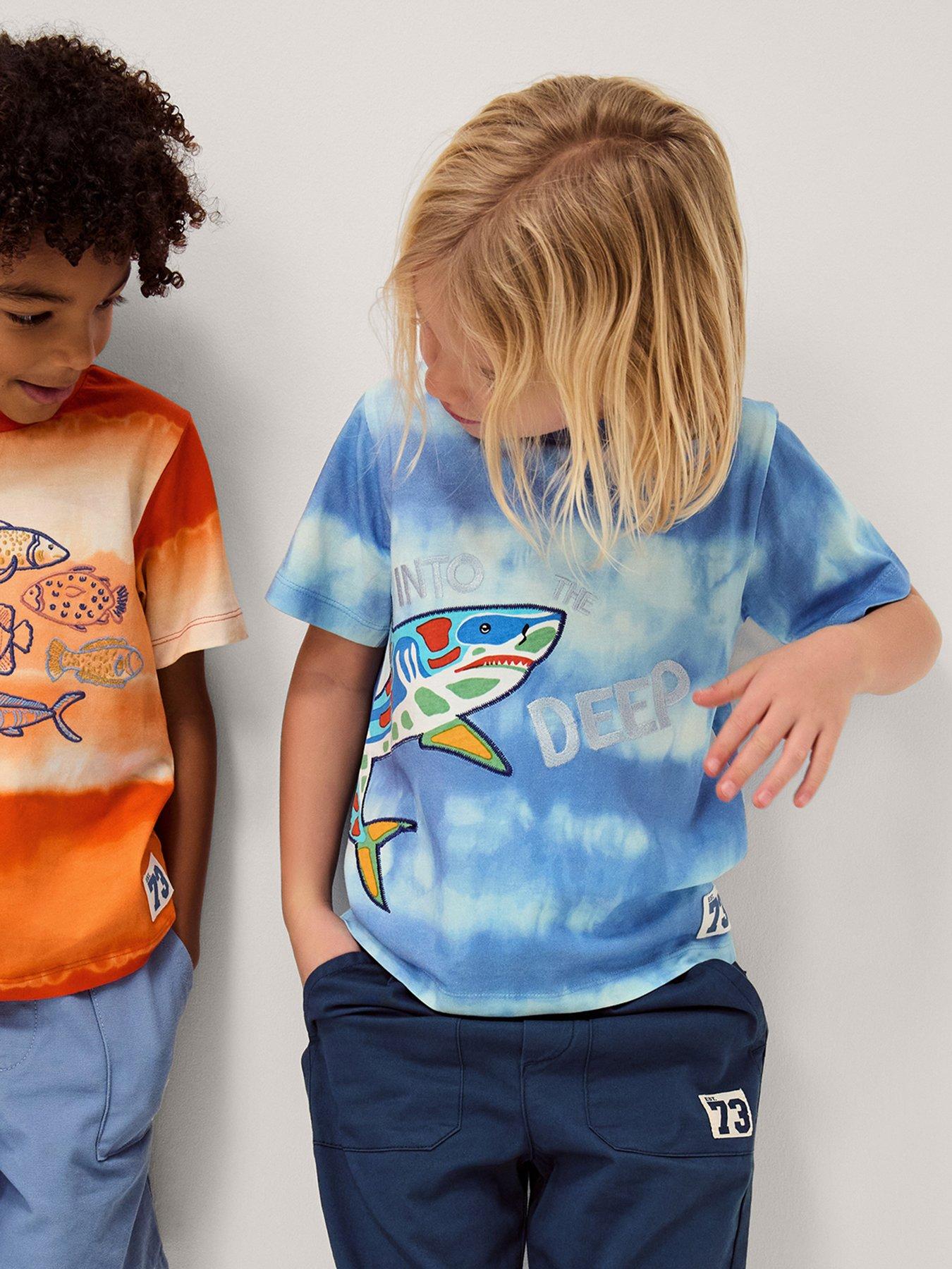 Image 1 of 4 of Monsoon Boys Shark Ombre T-Shirt - Blue