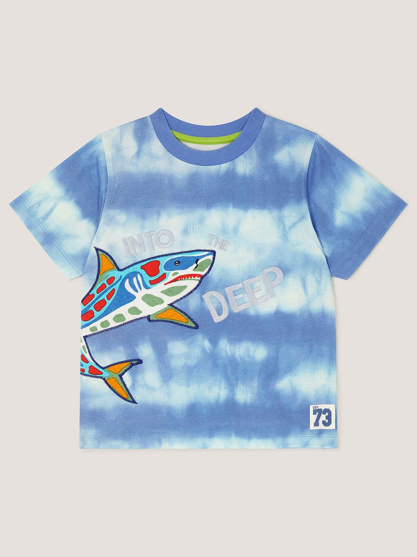 Image 2 of 4 of Monsoon Boys Shark Ombre T-Shirt - Blue