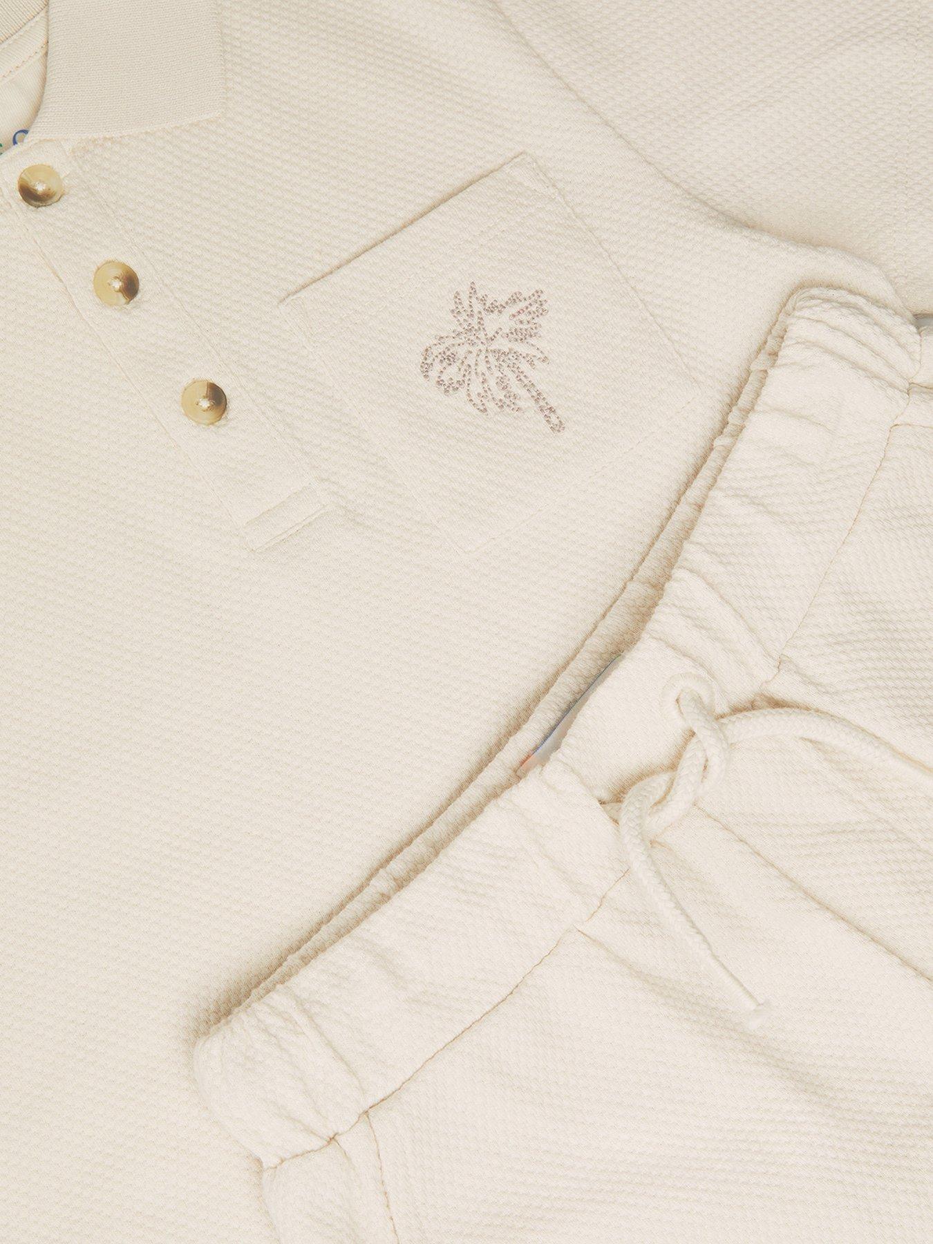 Image 3 of 3 of Monsoon Boys Plain Jersey Polo and Shorts Set - Beige