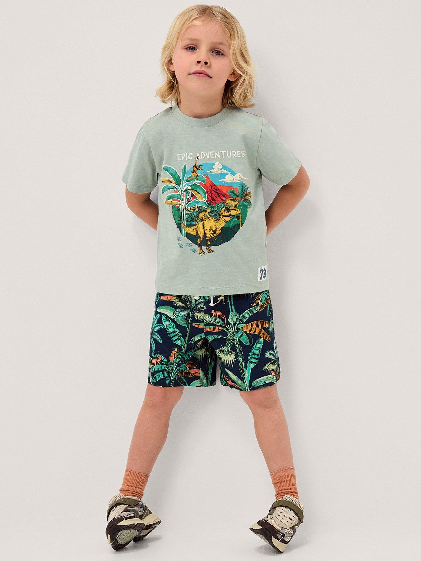 Monsoon Boys Epic Adventures Dino Tshirt And Short Set - Green