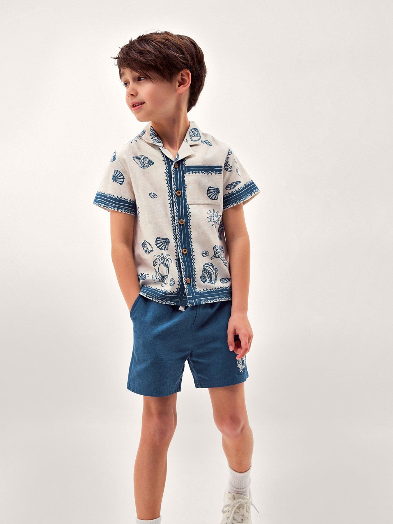 Image 1 of 5 of Monsoon Boys Crab And Shell Woven Set - Navy