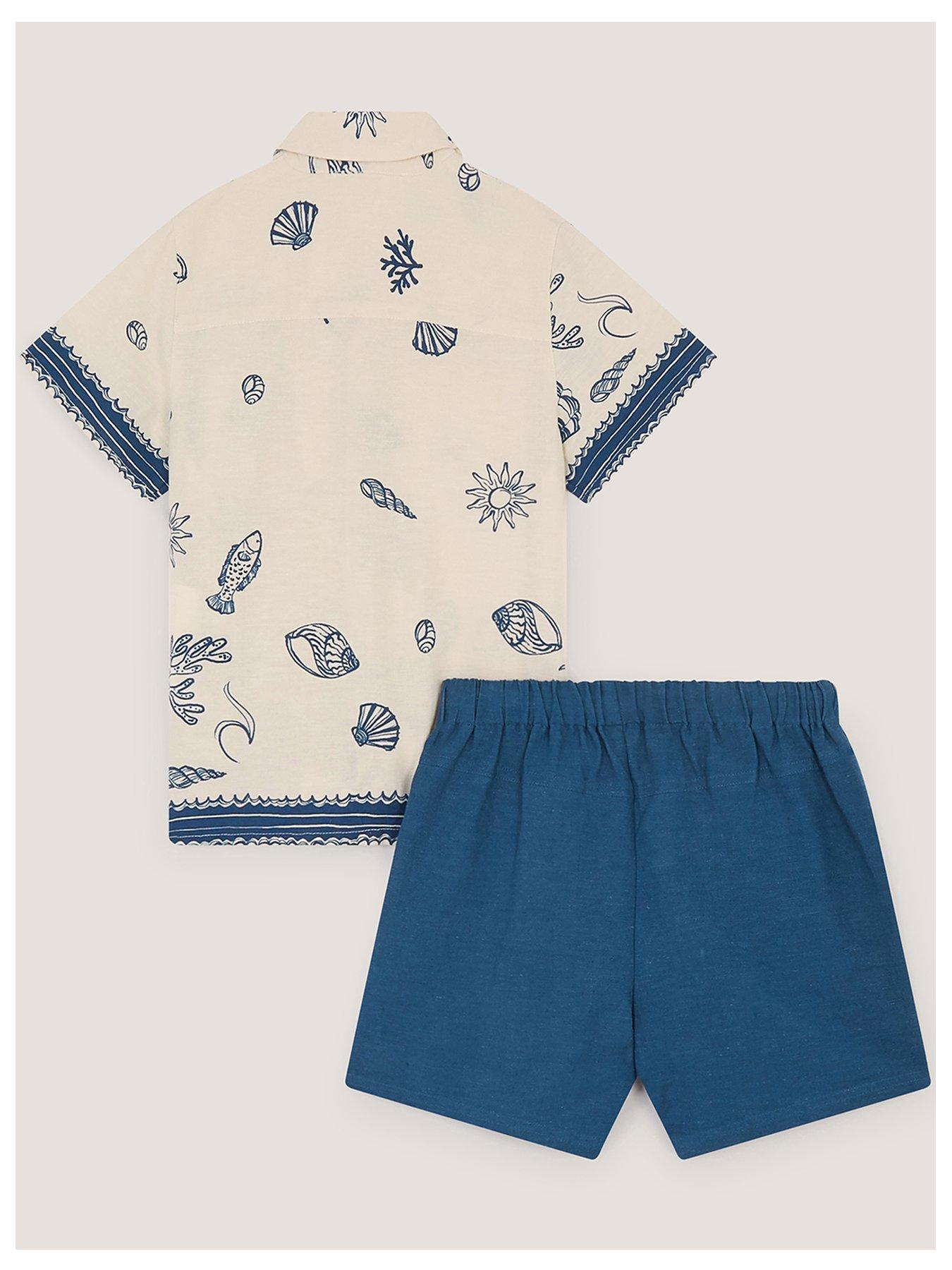 Image 3 of 5 of Monsoon Boys Crab And Shell Woven Set - Navy