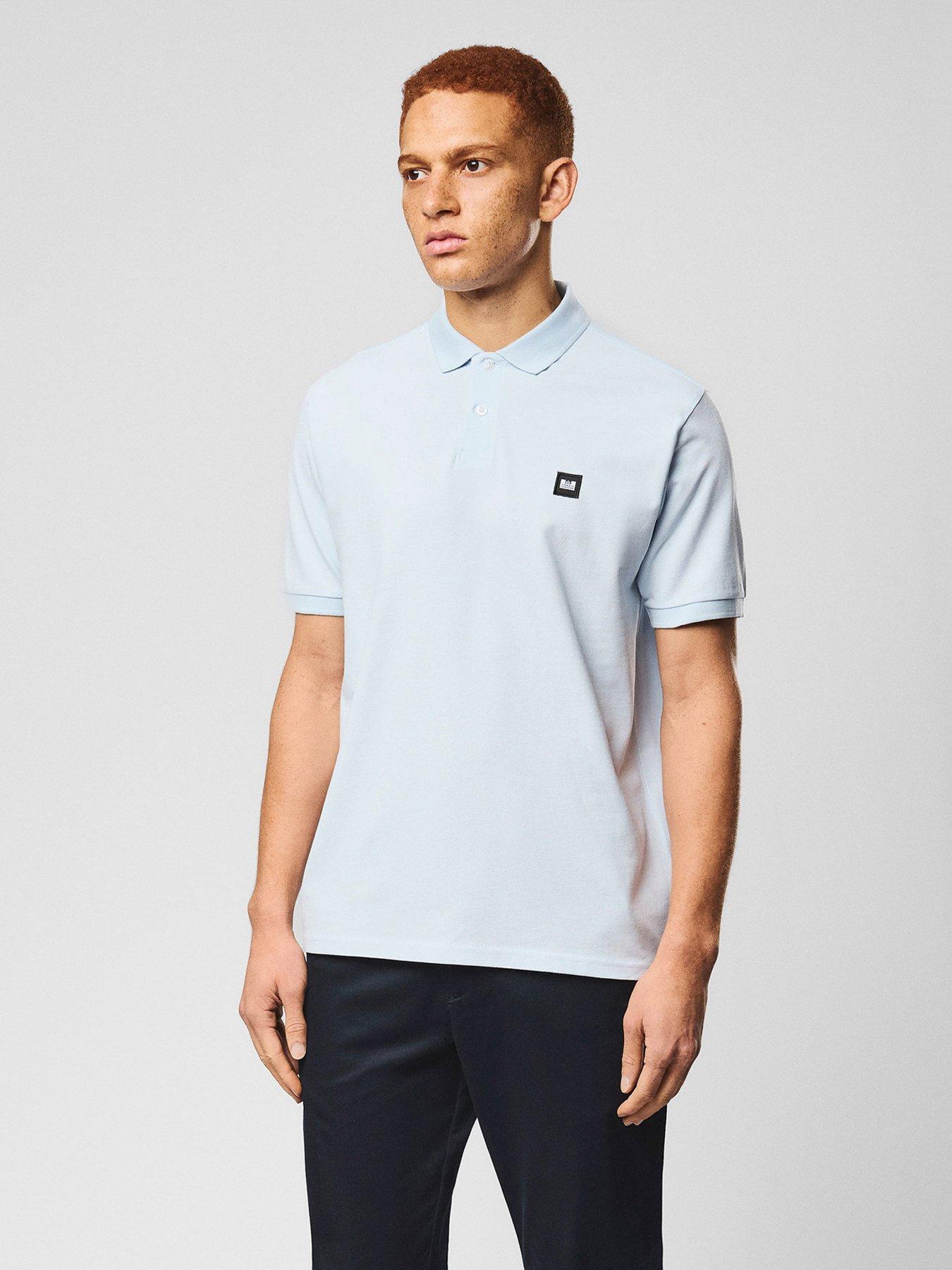 Weekend Offender Weekend Offender Heathcote Short Sleeve Polo Shirt - Light Blue