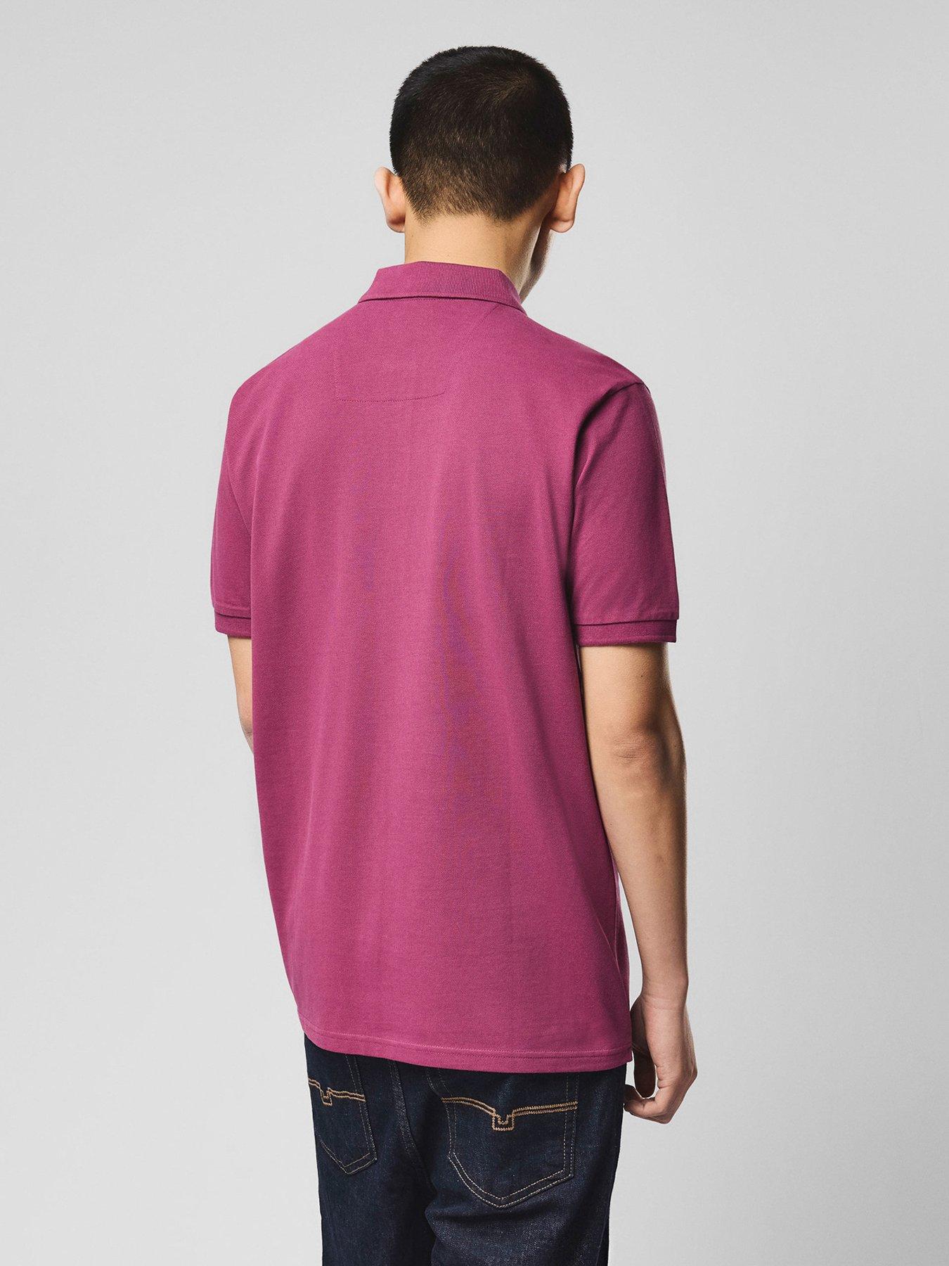 Image 3 of 5 of Weekend Offender Weekend Offender Heathcote Short Sleeve Polo Shirt - Dark Pink