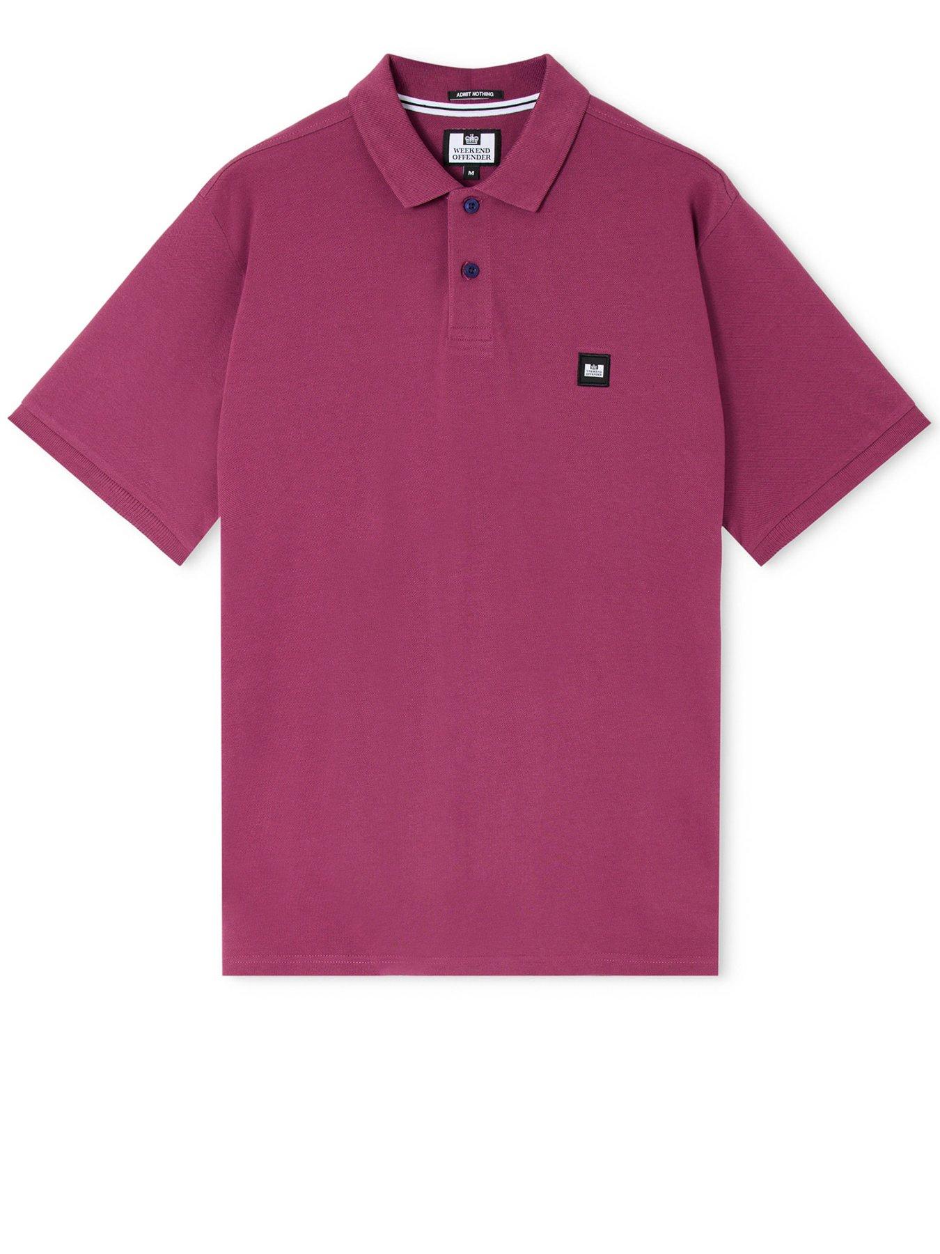 Image 4 of 5 of Weekend Offender Weekend Offender Heathcote Short Sleeve Polo Shirt - Dark Pink