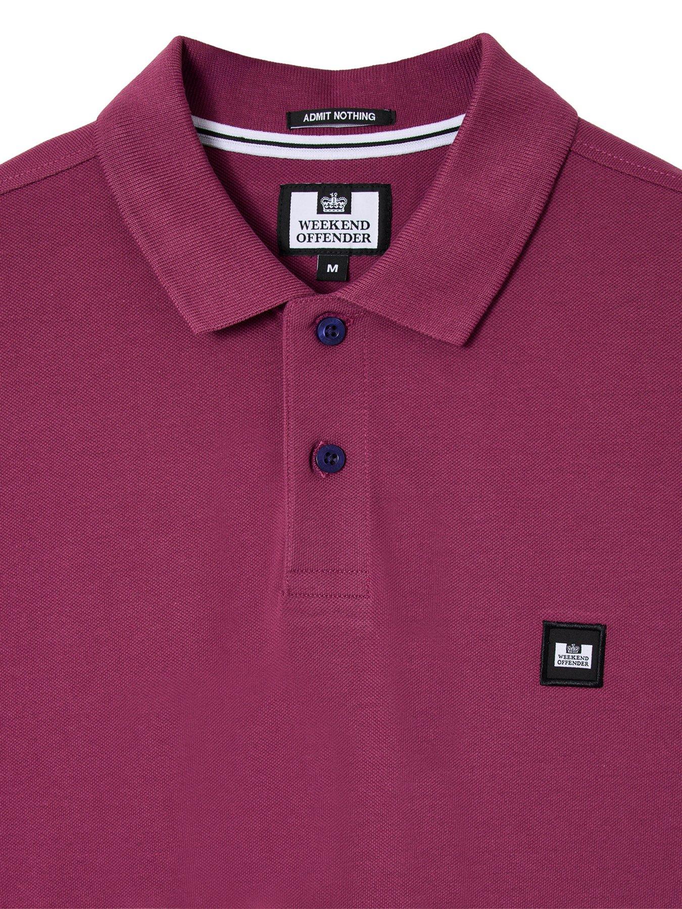 Image 5 of 5 of Weekend Offender Weekend Offender Heathcote Short Sleeve Polo Shirt - Dark Pink