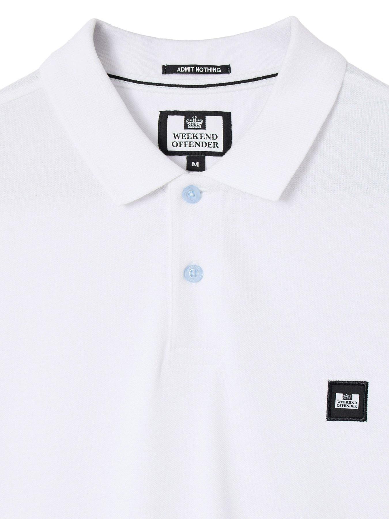 Image 5 of 5 of Weekend Offender Weekend Offender Heathcote Short Sleeve Polo Shirt - White