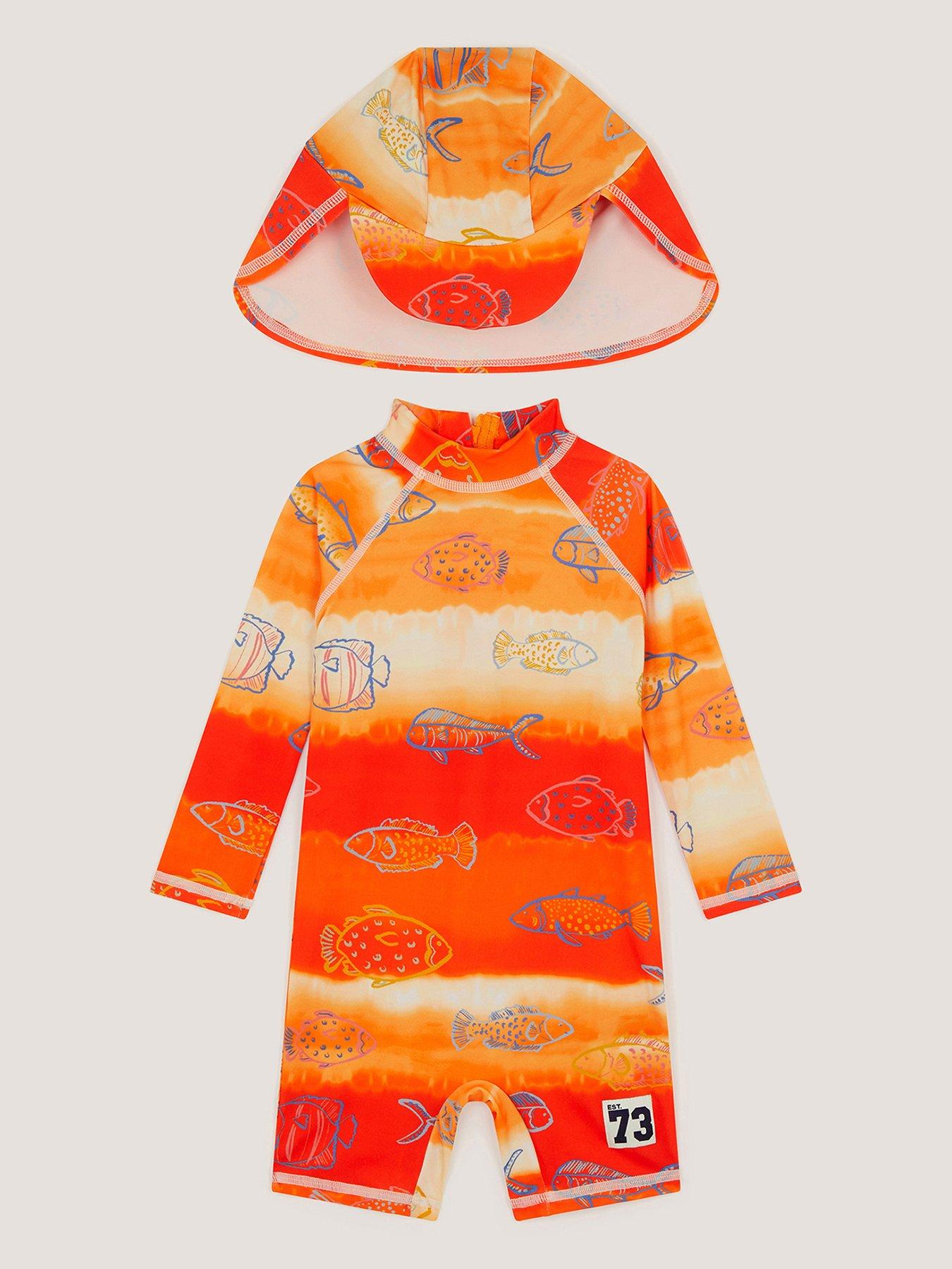 Monsoon Boys Ombre Fish Upf Swimsuit - Orange