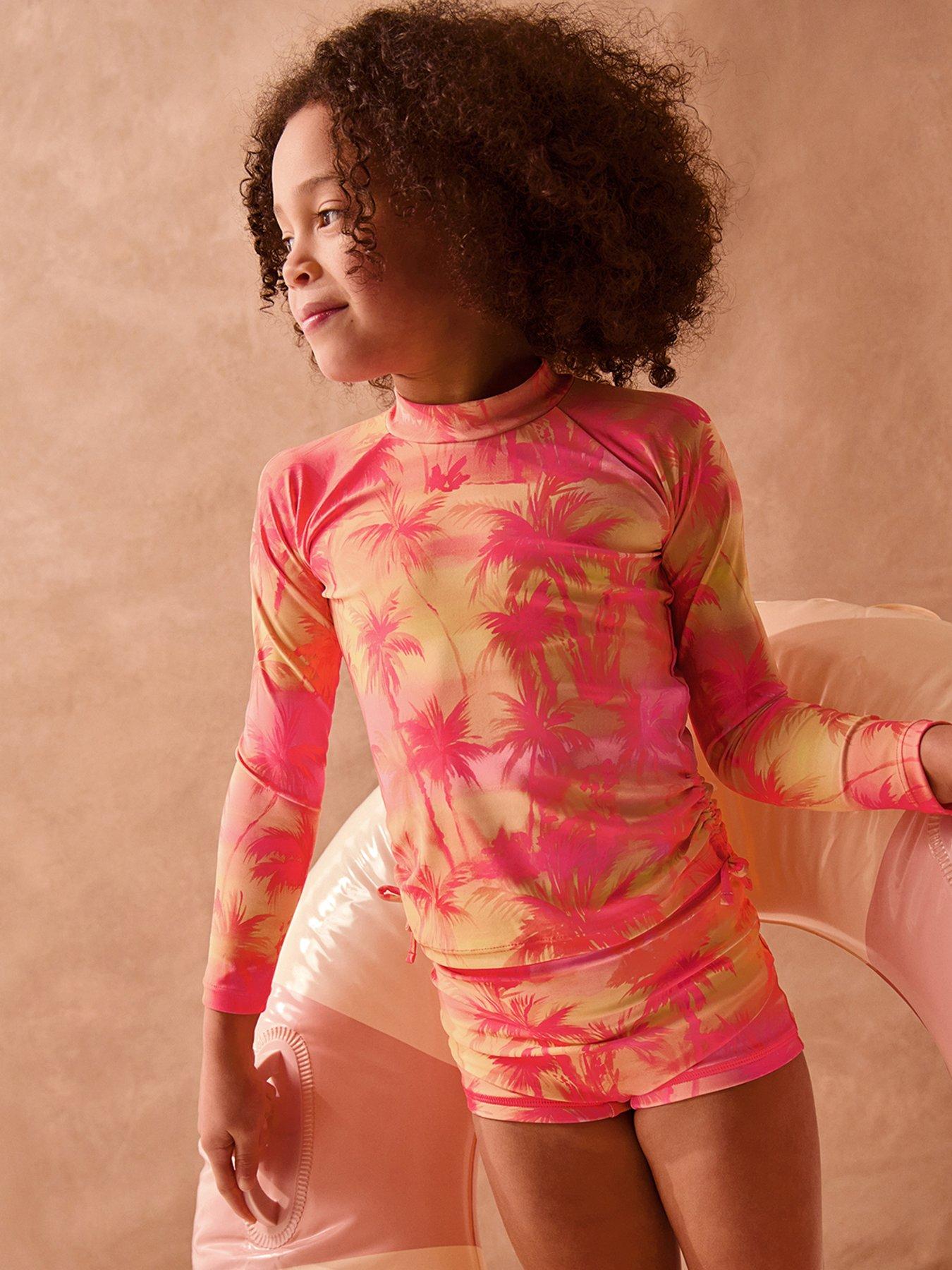 Monsoon Girls Ombre Palm 2 Piece Upf Set - Orange