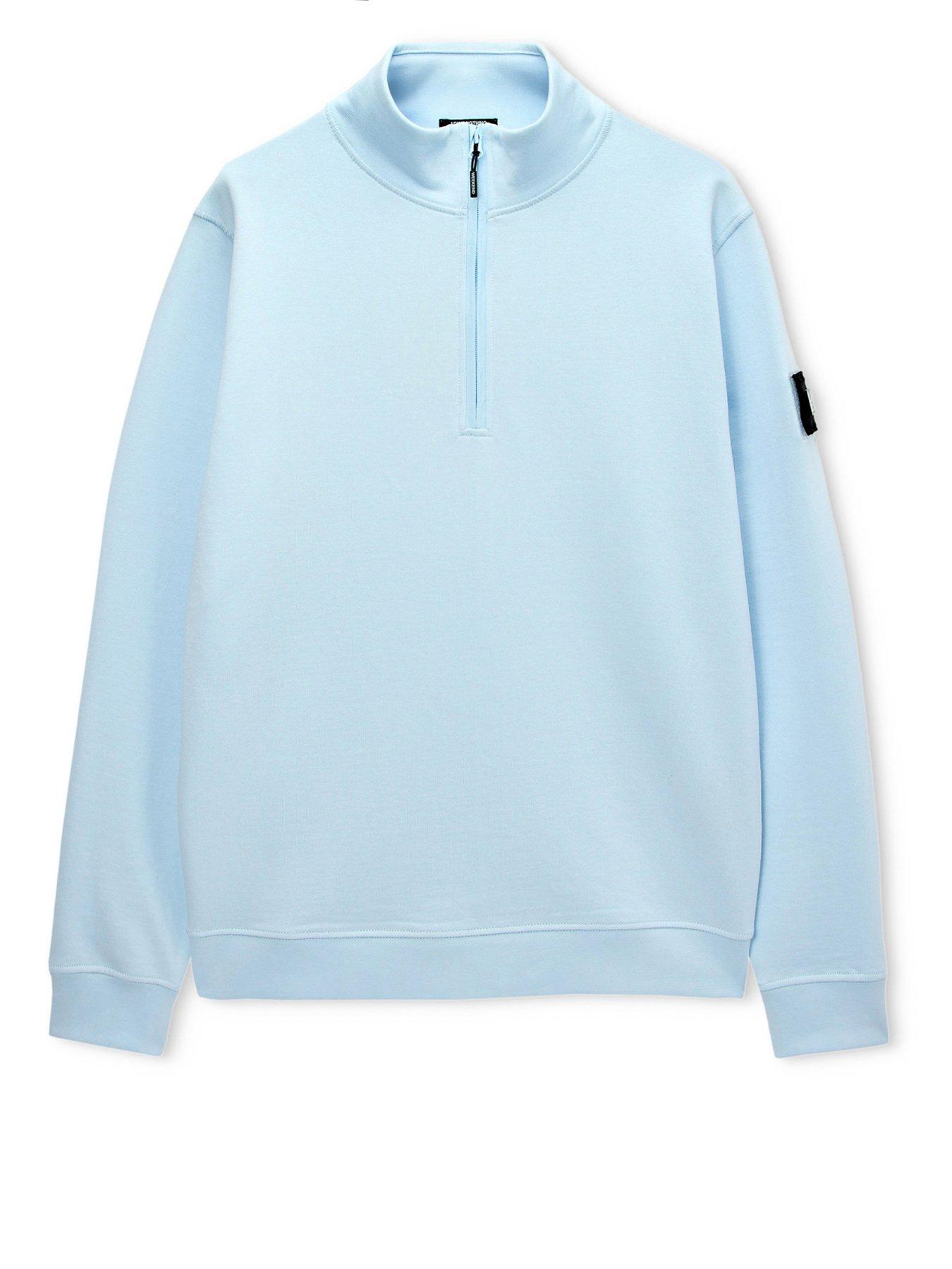 Image 4 of 6 of Weekend Offender Weekend Offender Kraviz 1/4 Zip Sweatshirt - Light Blue