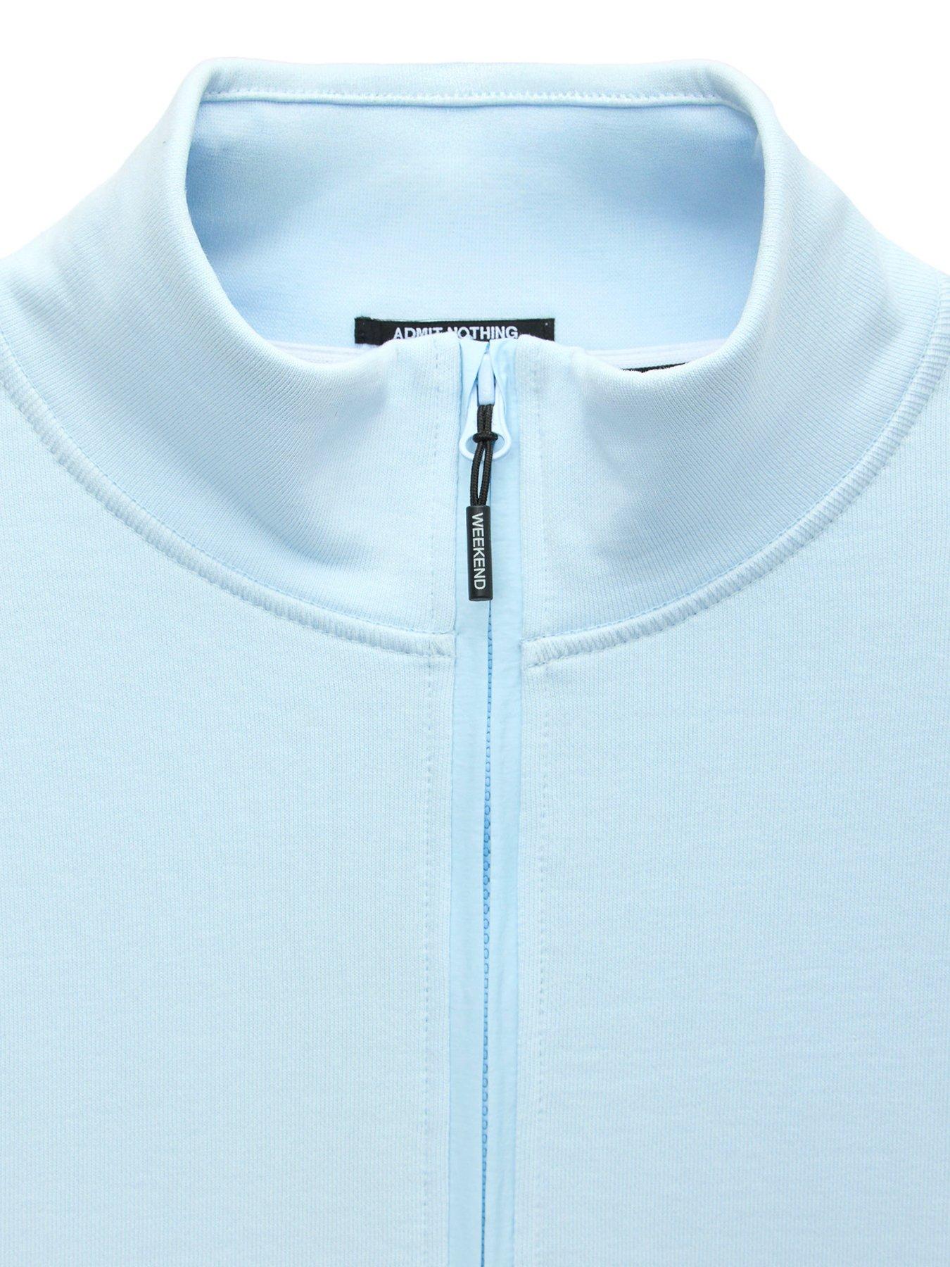 Image 5 of 6 of Weekend Offender Weekend Offender Kraviz 1/4 Zip Sweatshirt - Light Blue