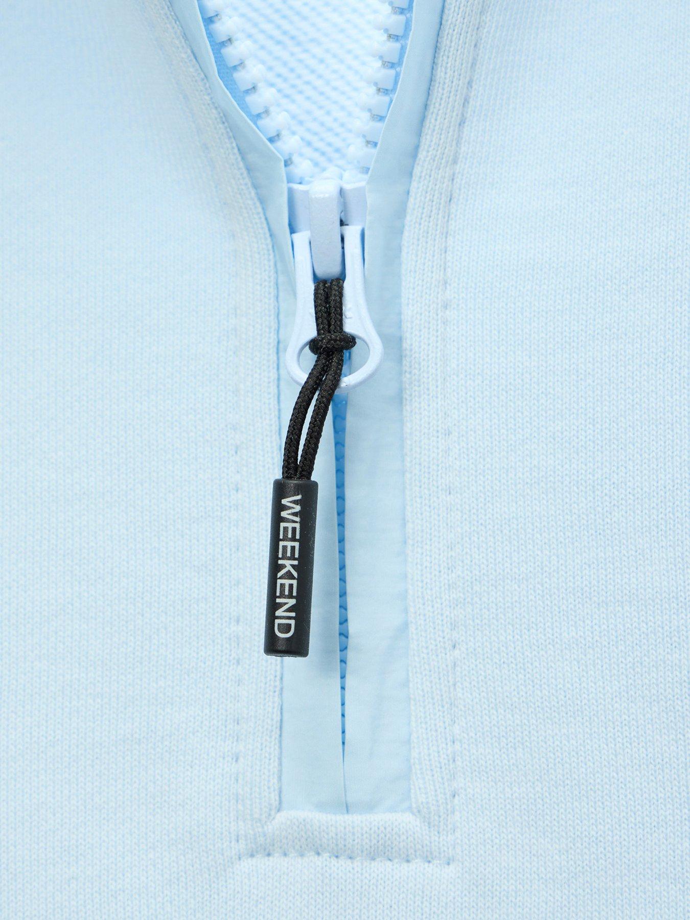 Image 6 of 6 of Weekend Offender Weekend Offender Kraviz 1/4 Zip Sweatshirt - Light Blue