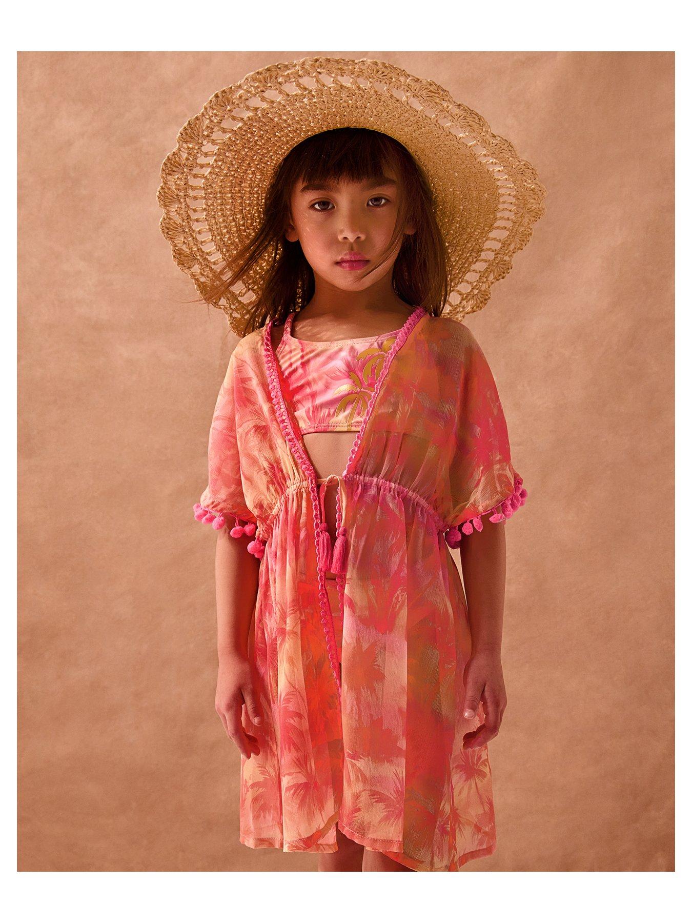 Monsoon Girls Ombre Palm Print Kaftan - Orange