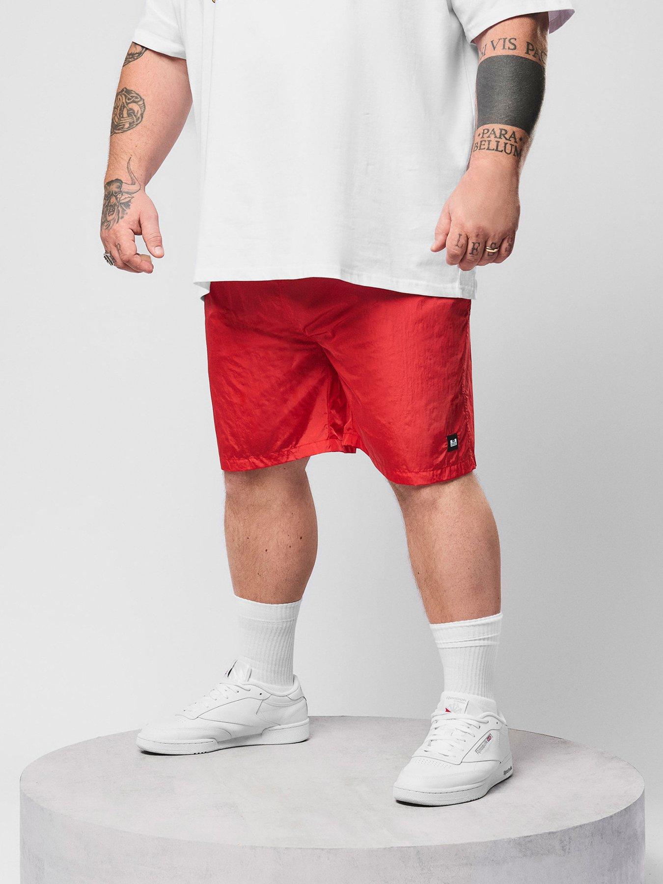 Image 2 of 7 of Weekend Offender Weekend Offender Big And Tall Stacks Drawstring Swim Shorts - Red