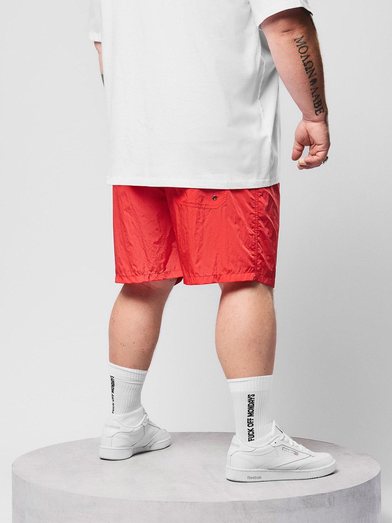Image 3 of 7 of Weekend Offender Weekend Offender Big And Tall Stacks Drawstring Swim Shorts - Red