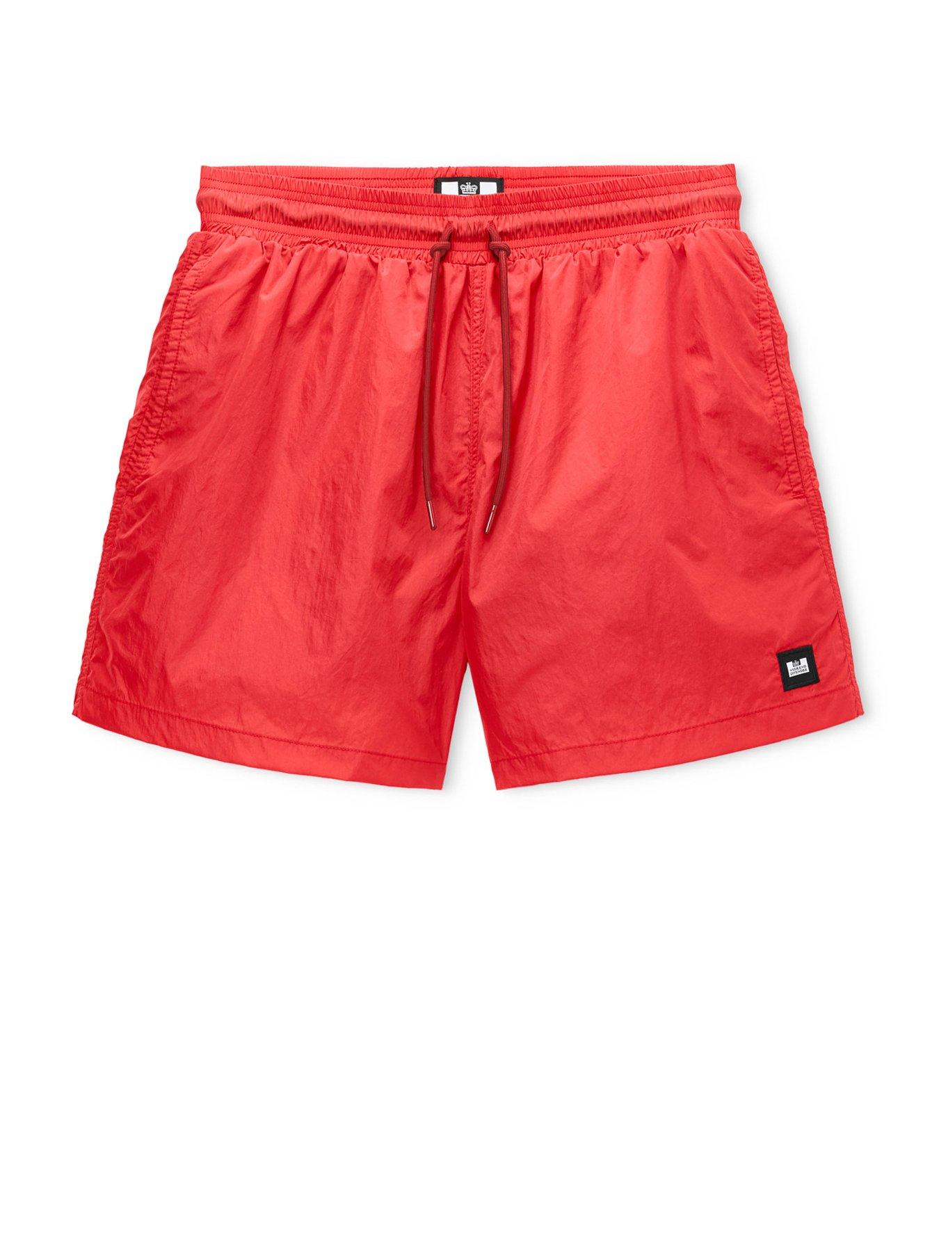 Image 4 of 7 of Weekend Offender Weekend Offender Big And Tall Stacks Drawstring Swim Shorts - Red