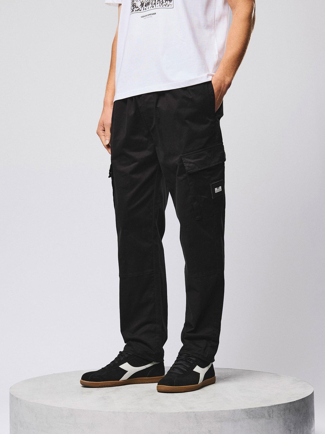 weekend-offender-weekend-offender-eldon-woven-cargo-trousers-blackfront