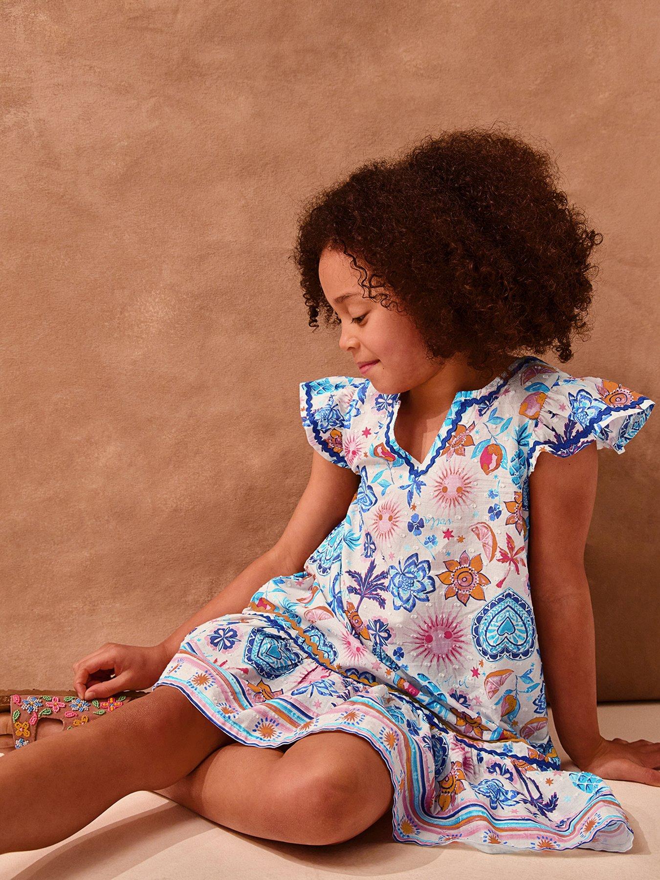 Monsoon Girls Hearts Pineapple Dress - Cream