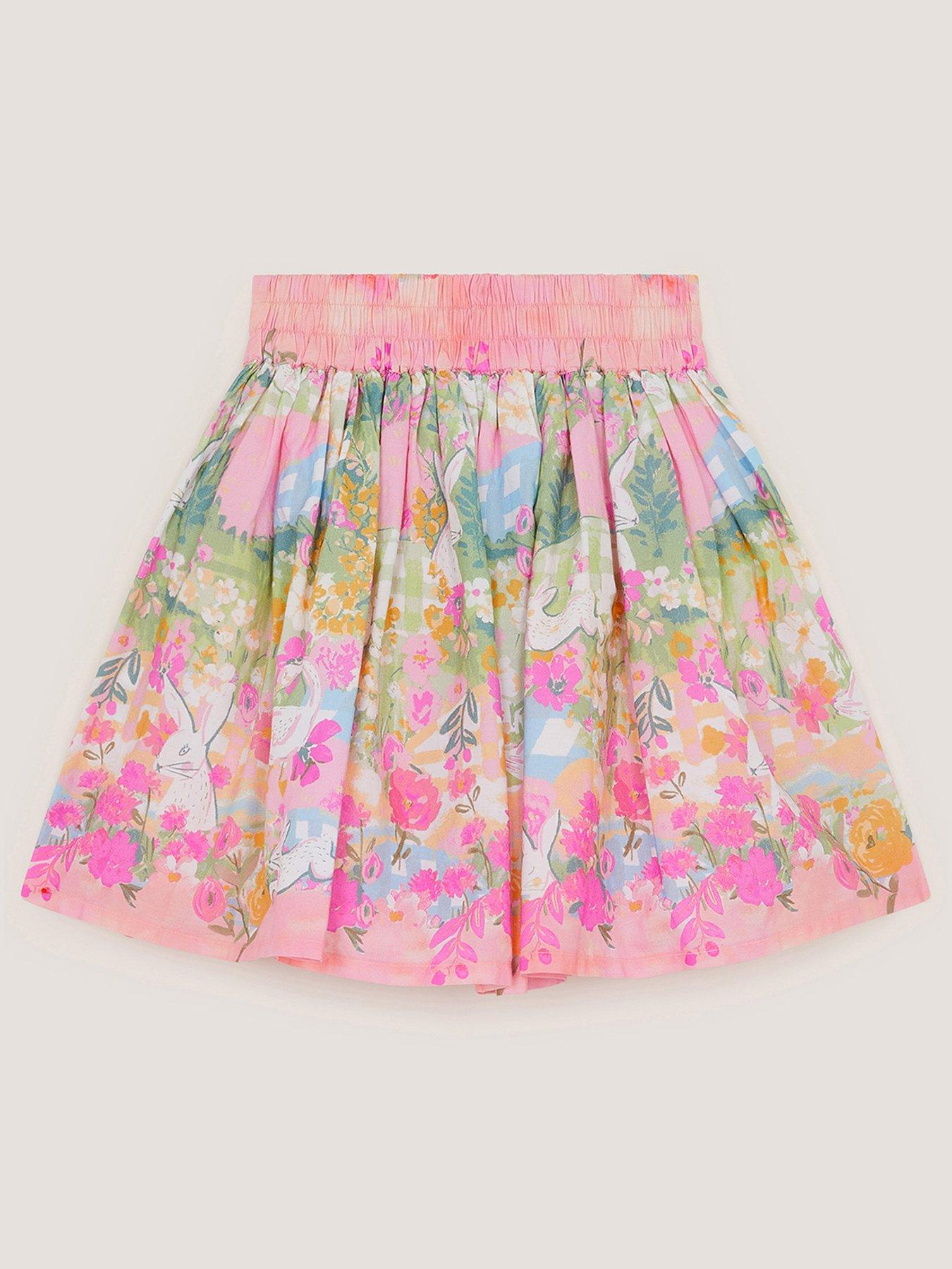 Image 2 of 3 of Monsoon Girls Bunny Scene Poplin Skirt - Yellow