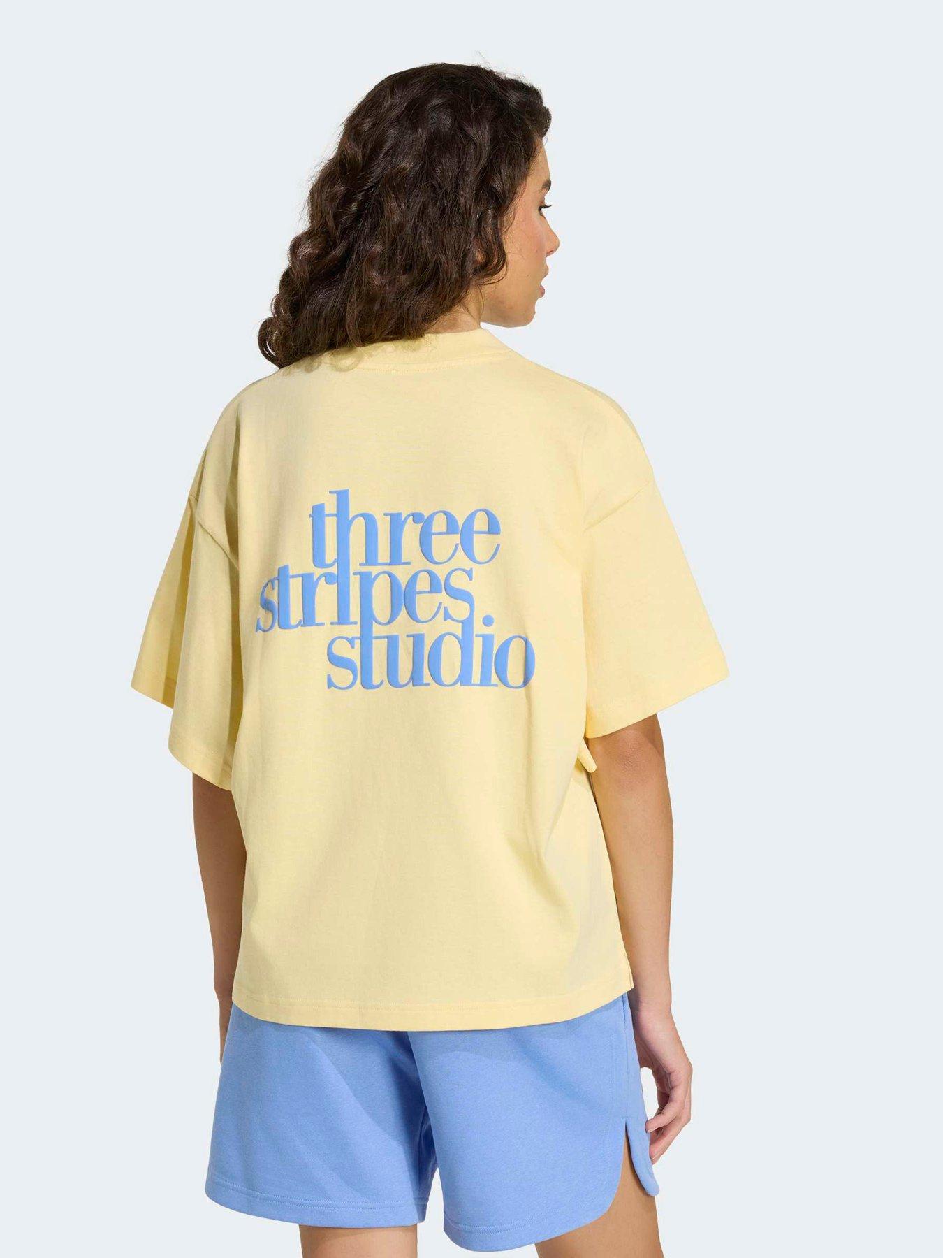 adidas Sportswear Womens 3-Stripes Studio T-Shirt - Yellow