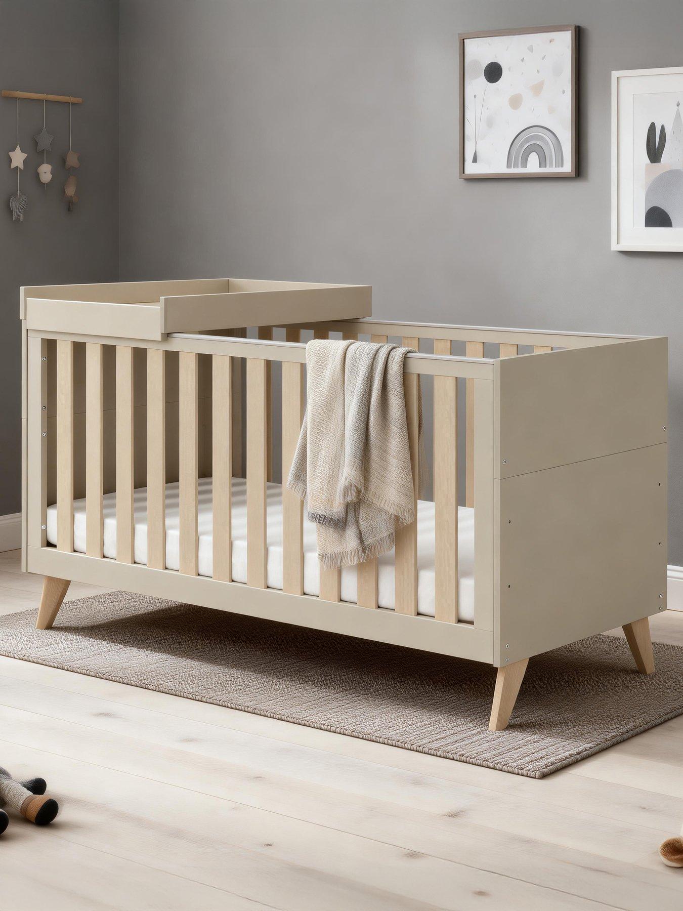 Babymore Dante Cot Bed with Cot Top Changer - Cashmere