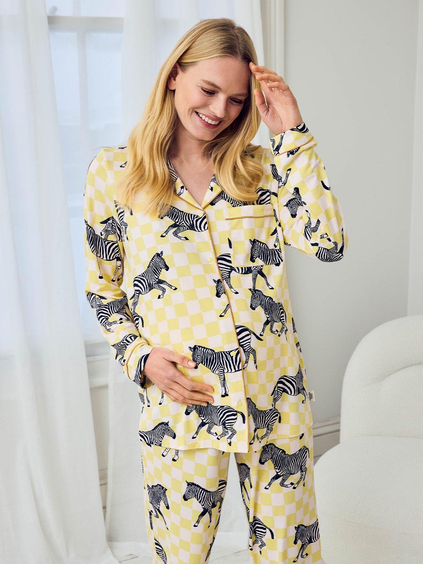 chelsea-peers-maternity-classic-long-button-up-pyjama-set-yellowback