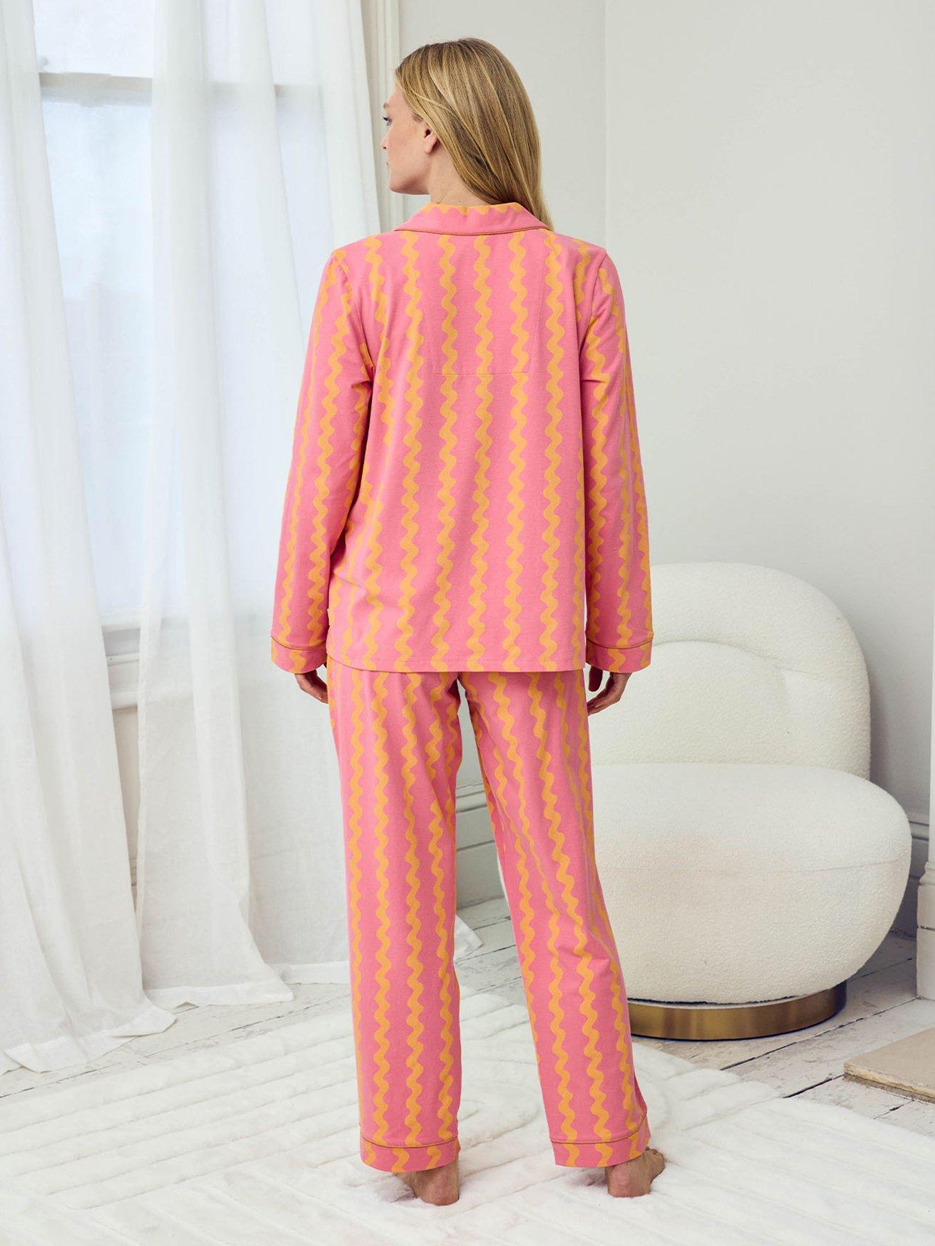 chelsea-peers-maternity-ruffle-long-button-up-pyjama-set-pinkstillFront