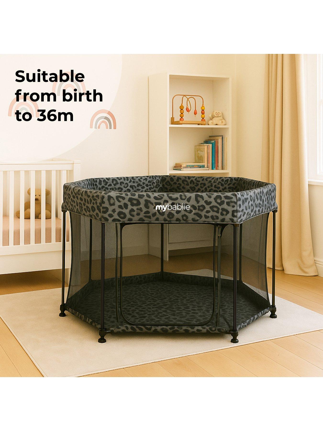 My Babiie Foldable Baby Playpen - Grey Leopard