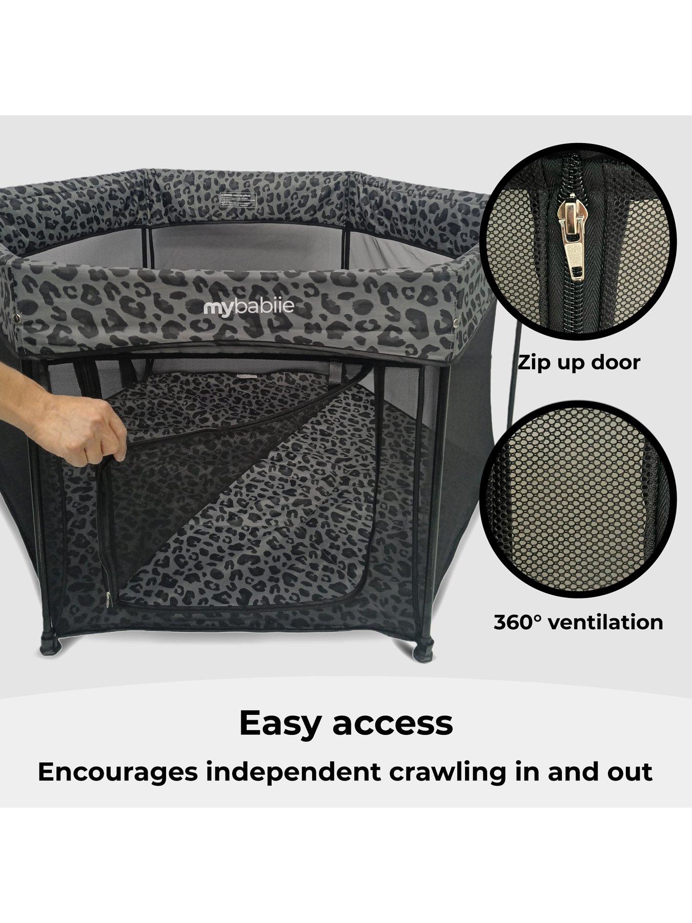 my-babiie-foldable-baby-playpen-grey-leoparddetail