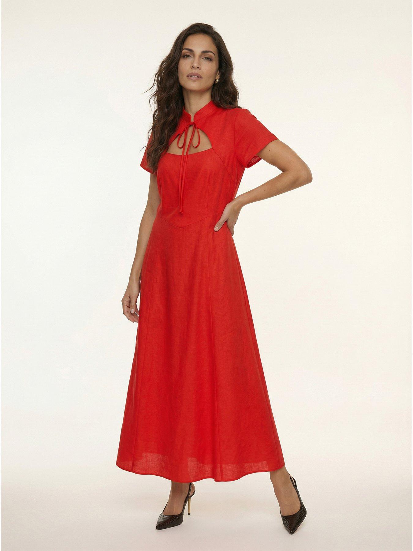 Lily & Lionel Primrose Midi Dress In Red