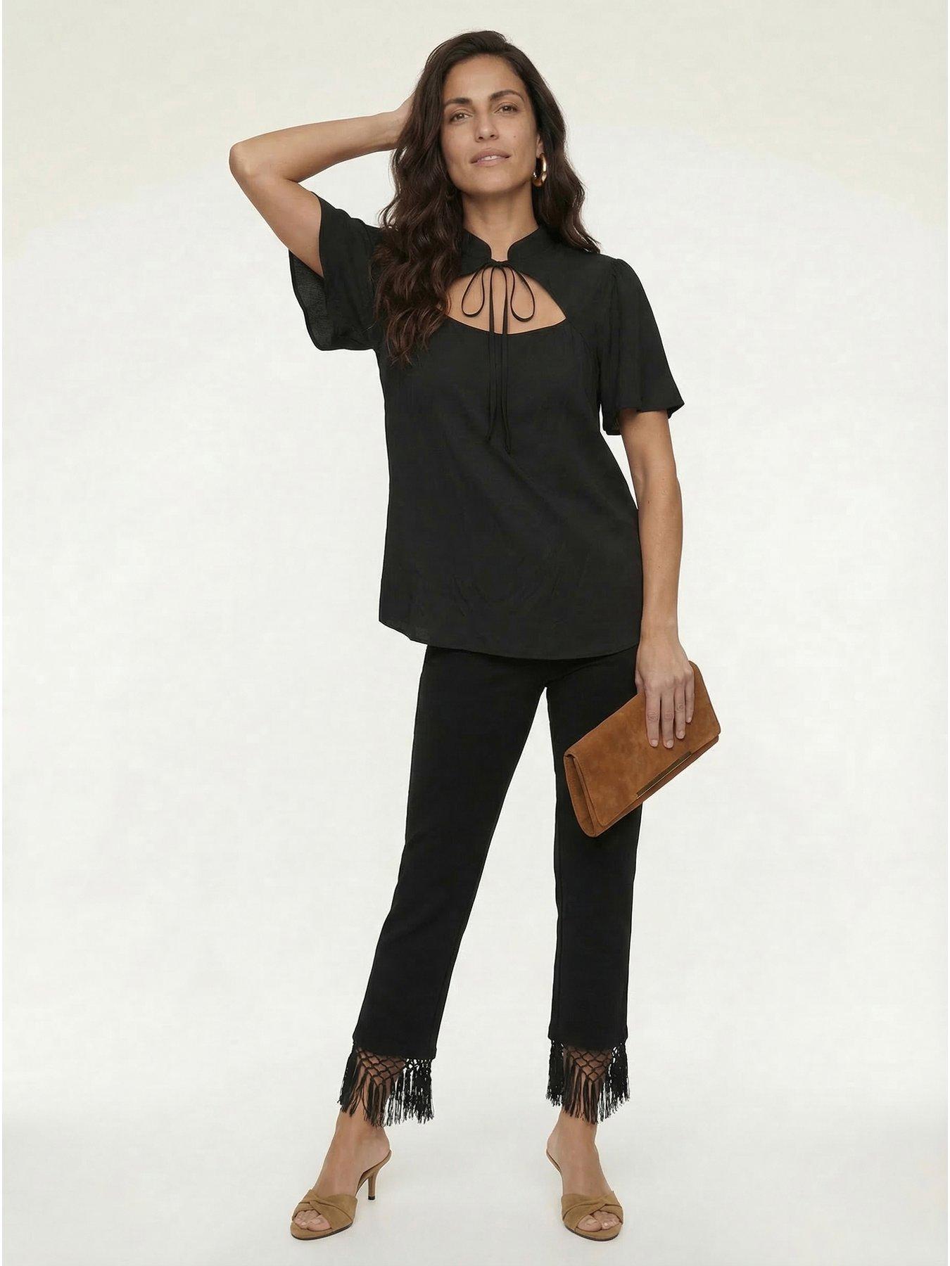 Image 3 of 4 of Lily & Lionel Camille Flutter Sleeve Top In Black
