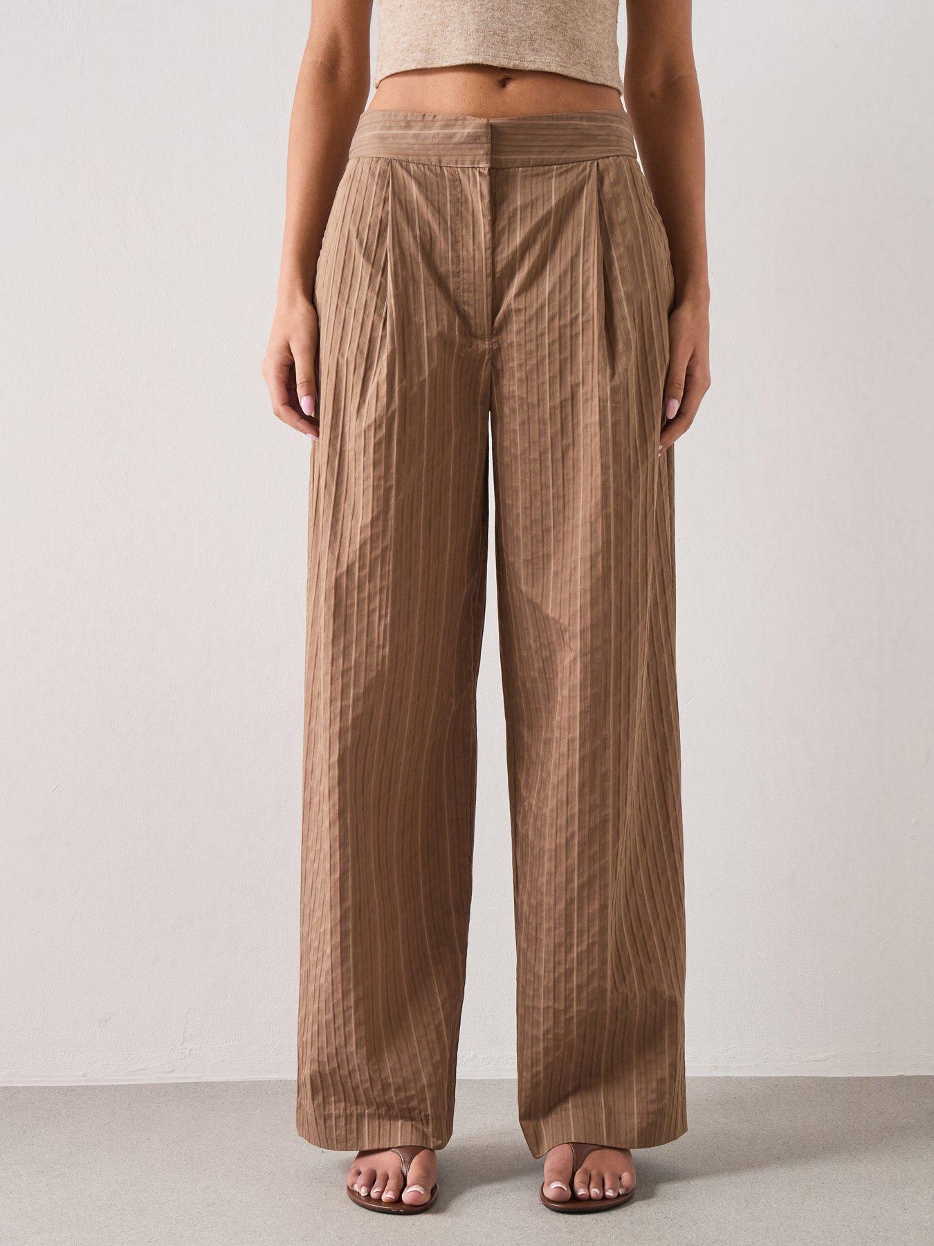 Mango High-Waist Straight Trousers - Brown