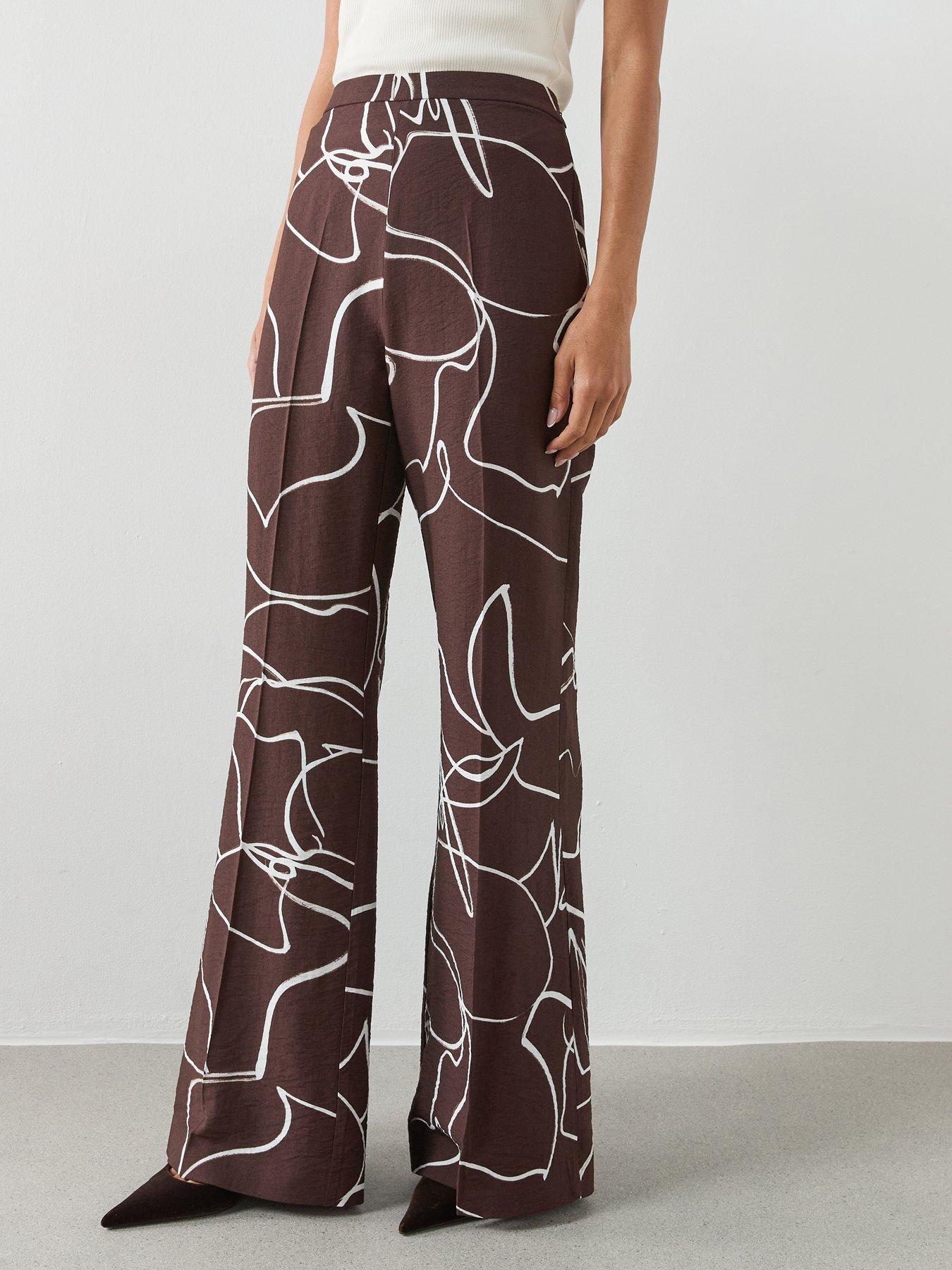 Mango Wide Leg Printed Trousers - Brown