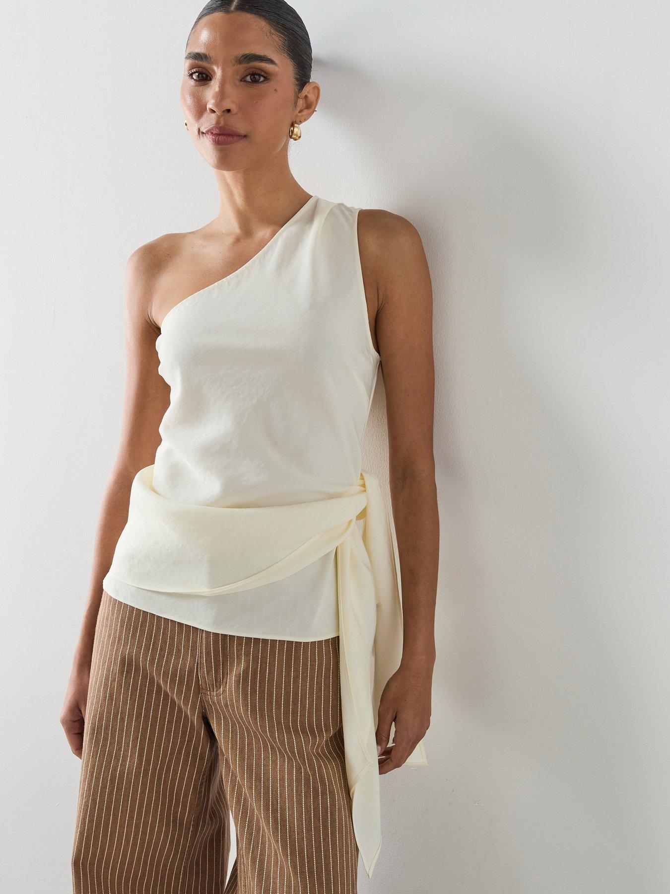 Mango Asymmetrical Lyocell Top - White