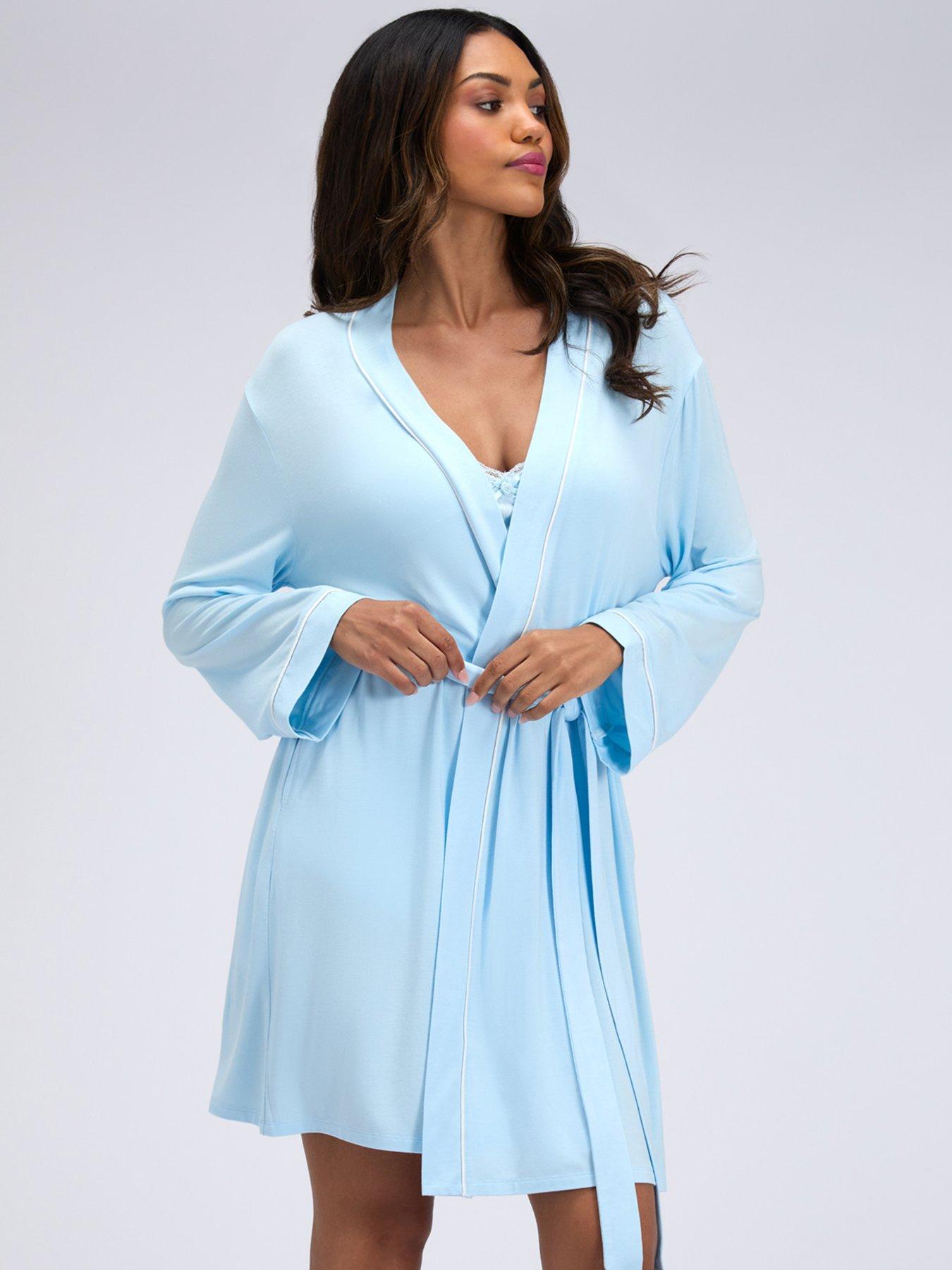 Image 1 of 5 of Boux Avenue Piped Modal Robe - Baby Blue