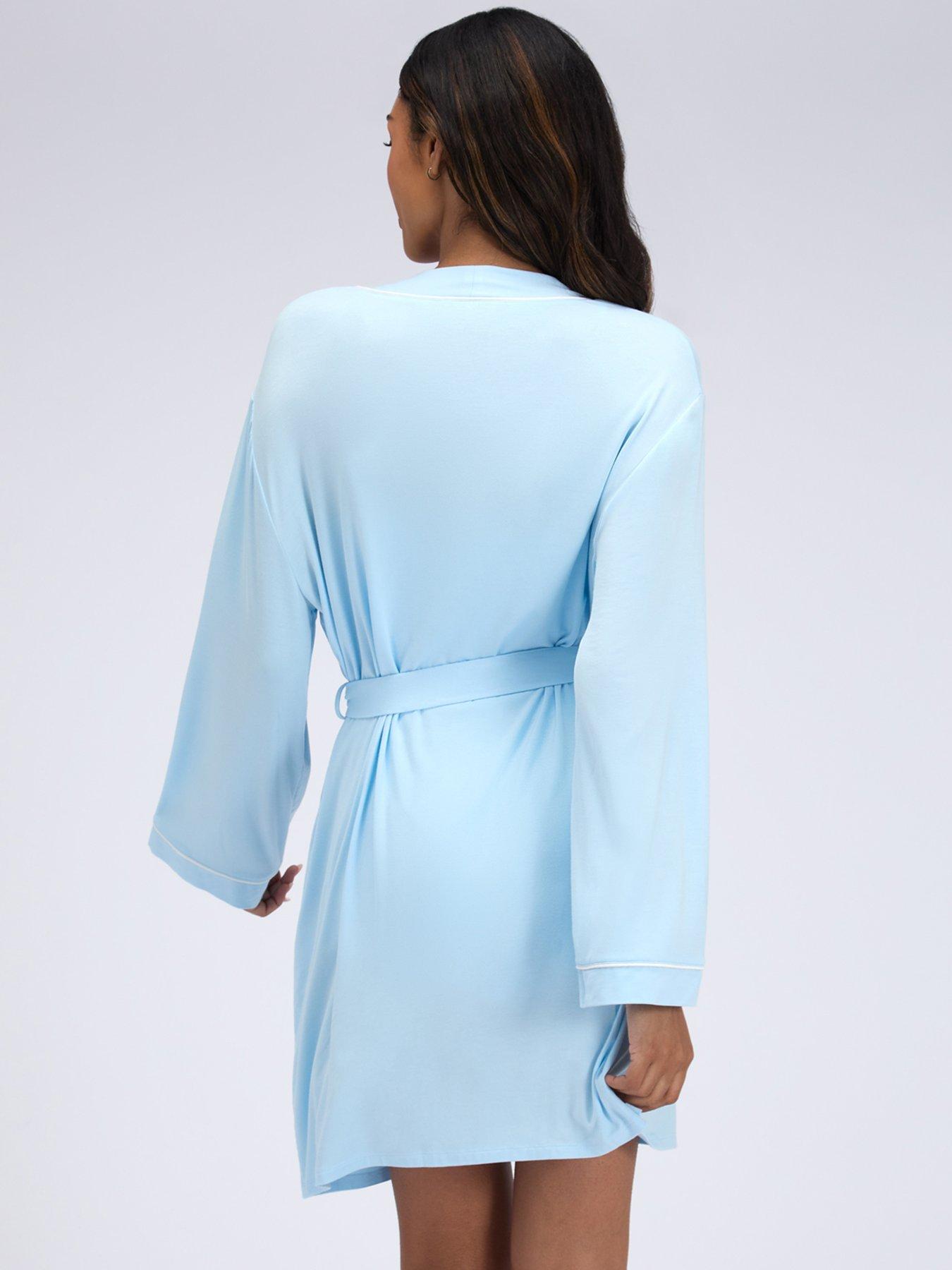 Image 2 of 5 of Boux Avenue Piped Modal Robe - Baby Blue