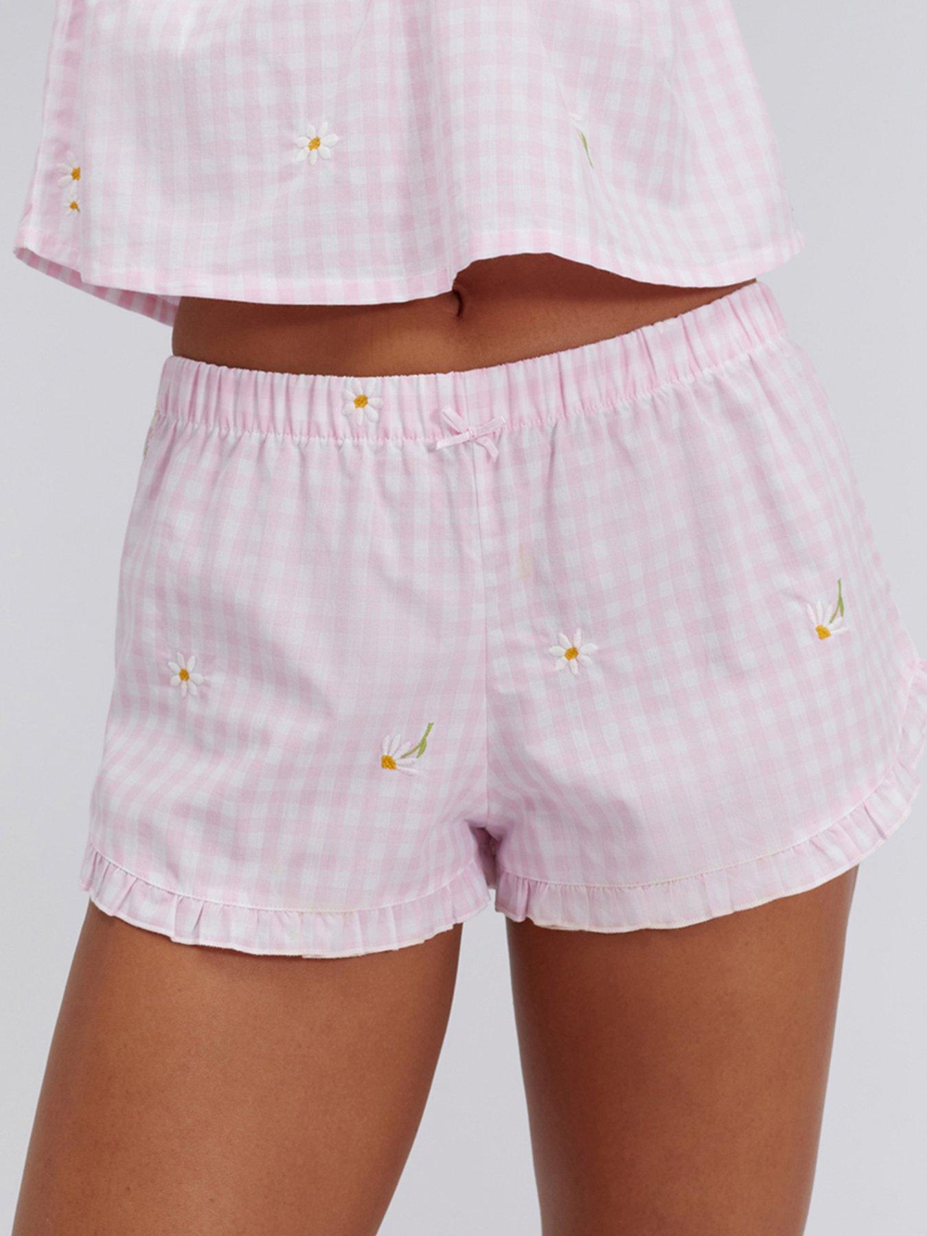 boux-avenue-daisy-gingham-cotton-cami-set-pinkdetail