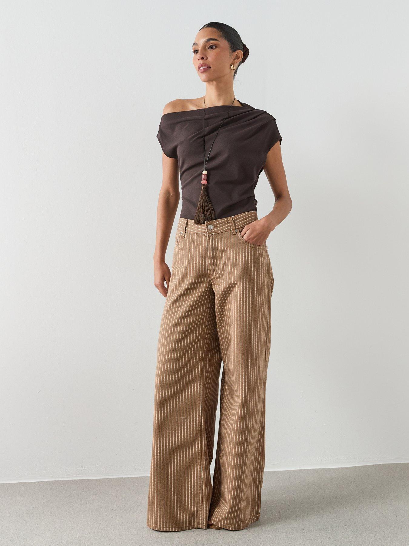 Image 3 of 6 of Mango Asymmetric Ruched Top - Brown