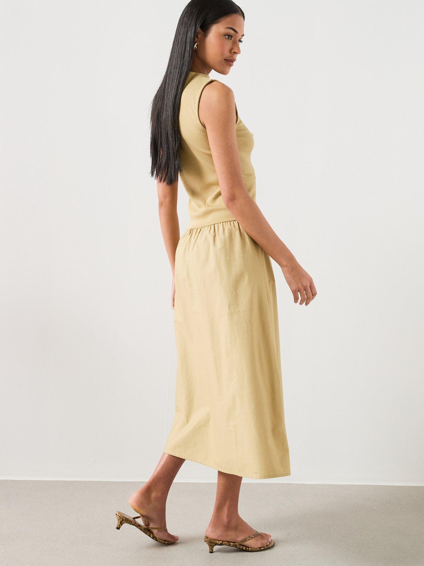 Image 2 of 6 of Mango Contrast-bodice Dress - Green