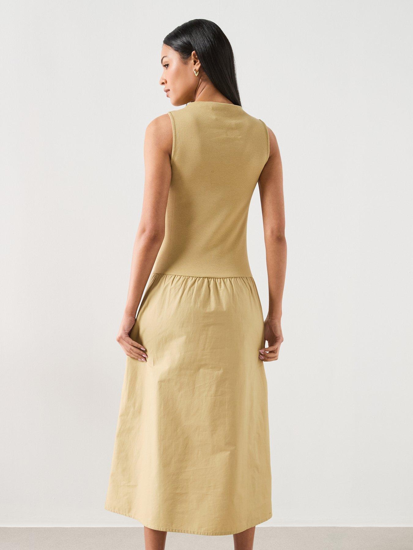 Image 6 of 6 of Mango Contrast-bodice Dress - Green