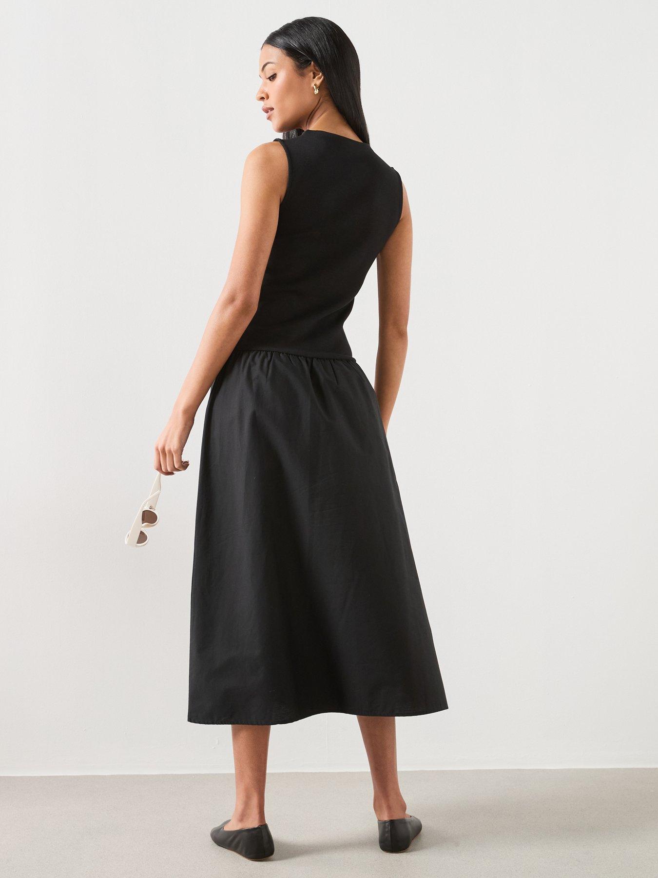 Image 2 of 6 of Mango Contrast-bodice Dress - Black