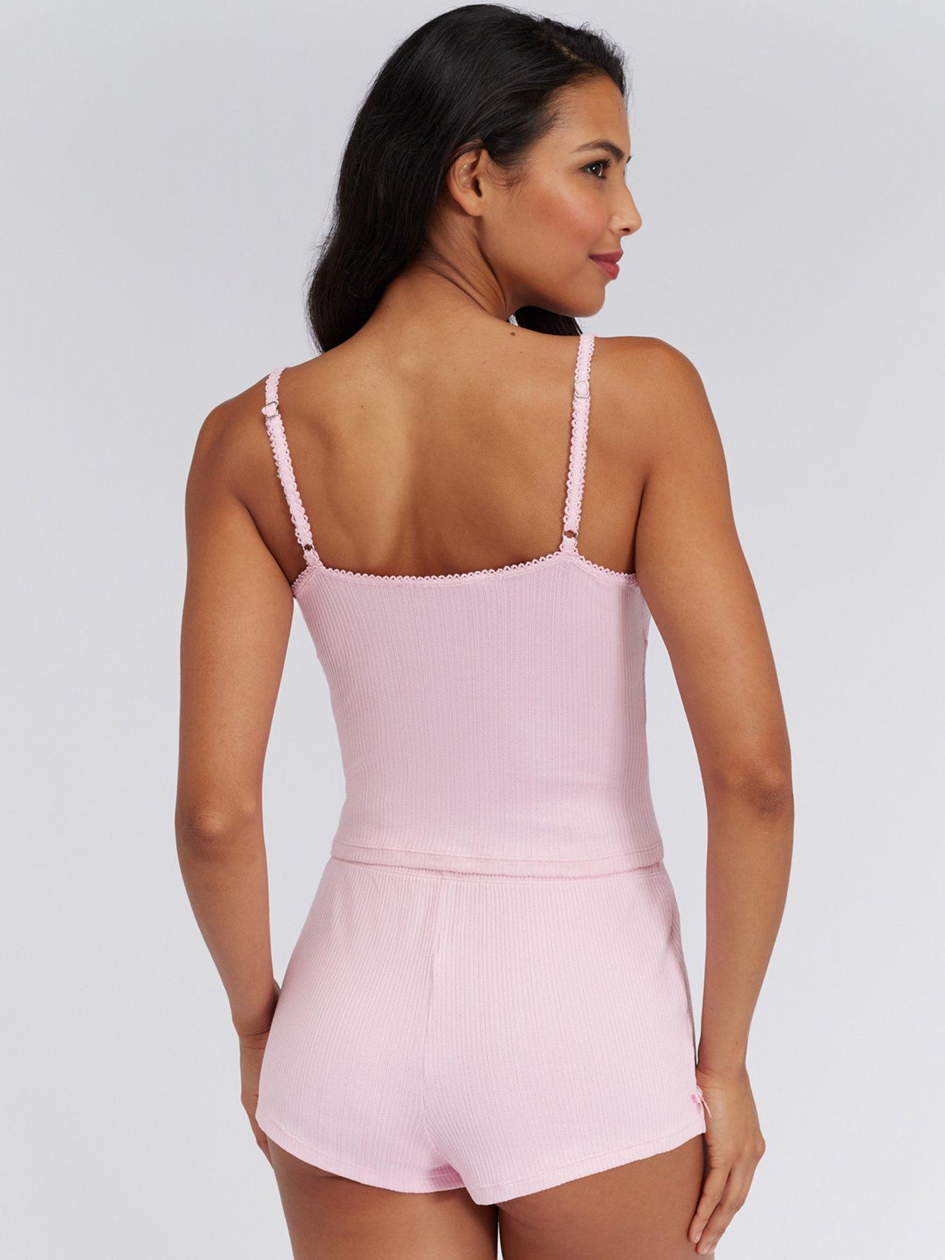 Image 2 of 7 of Boux Avenue Rib Button Through Cami Set - Pink
