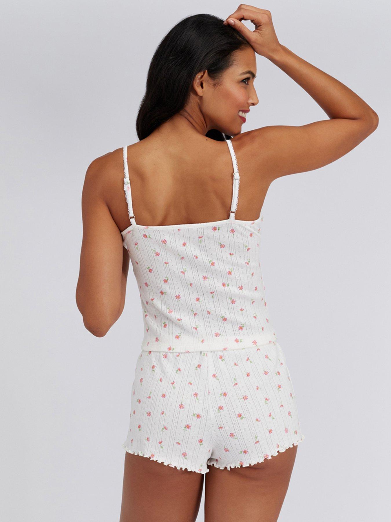Image 2 of 5 of Boux Avenue Floral Pointelle Cami Set - Ivory Mix