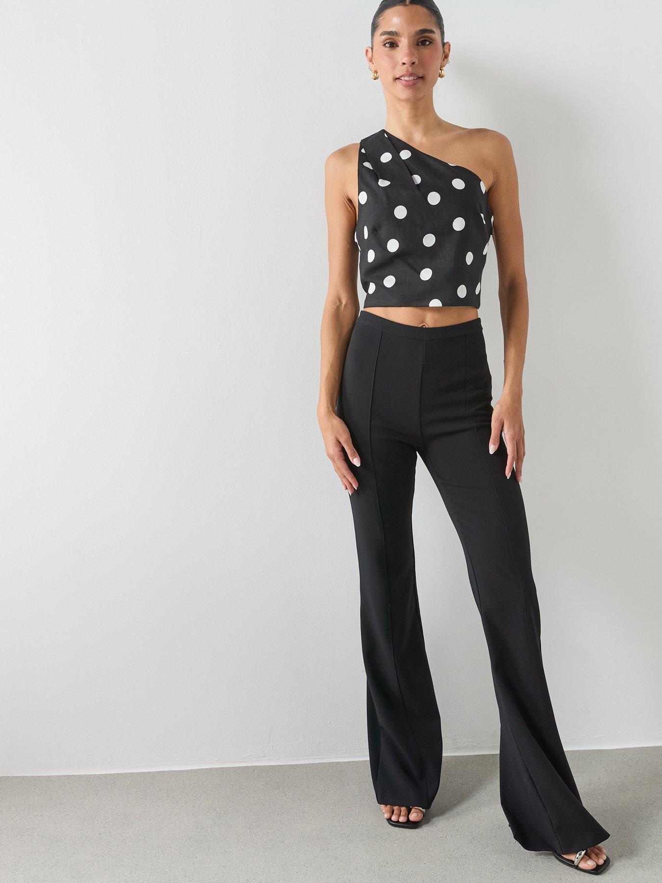 Image 3 of 6 of Mango Asymmetric Polka Dot Top - Black