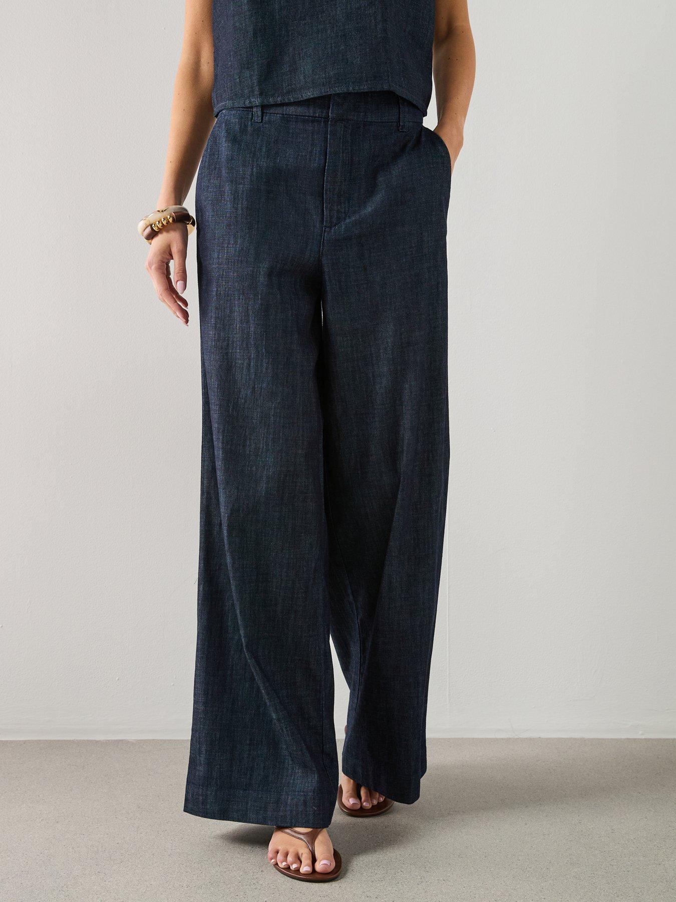Mango Wide Leg Mid-Rise Jeans - Blue