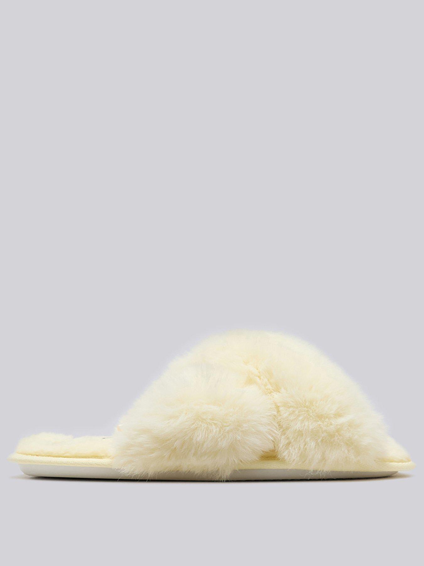 Image 2 of 5 of Boux Avenue Floral Emb Sole Crossband Slippers - Lemon