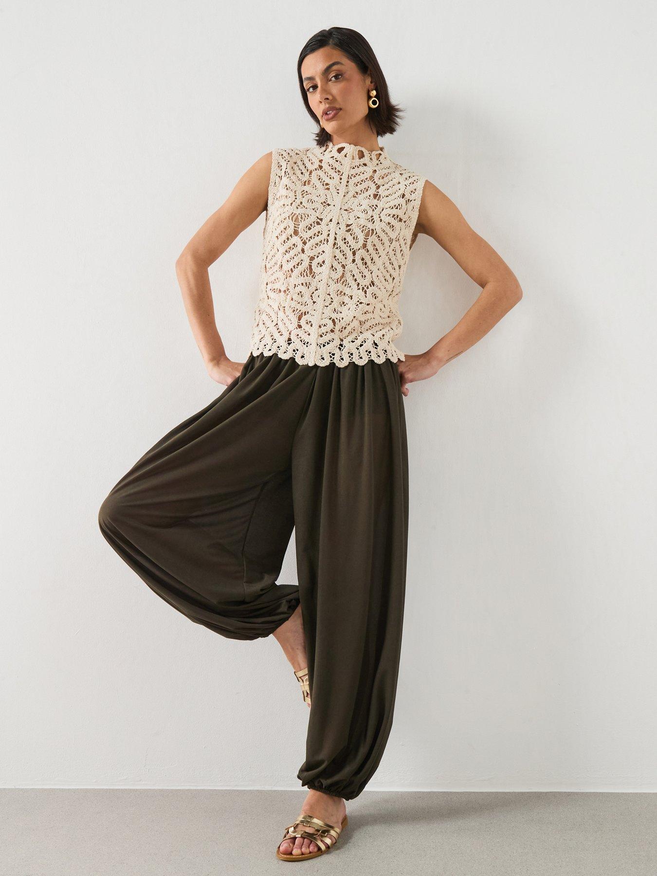 Mango Mid-Rise Harem Pants - Khaki