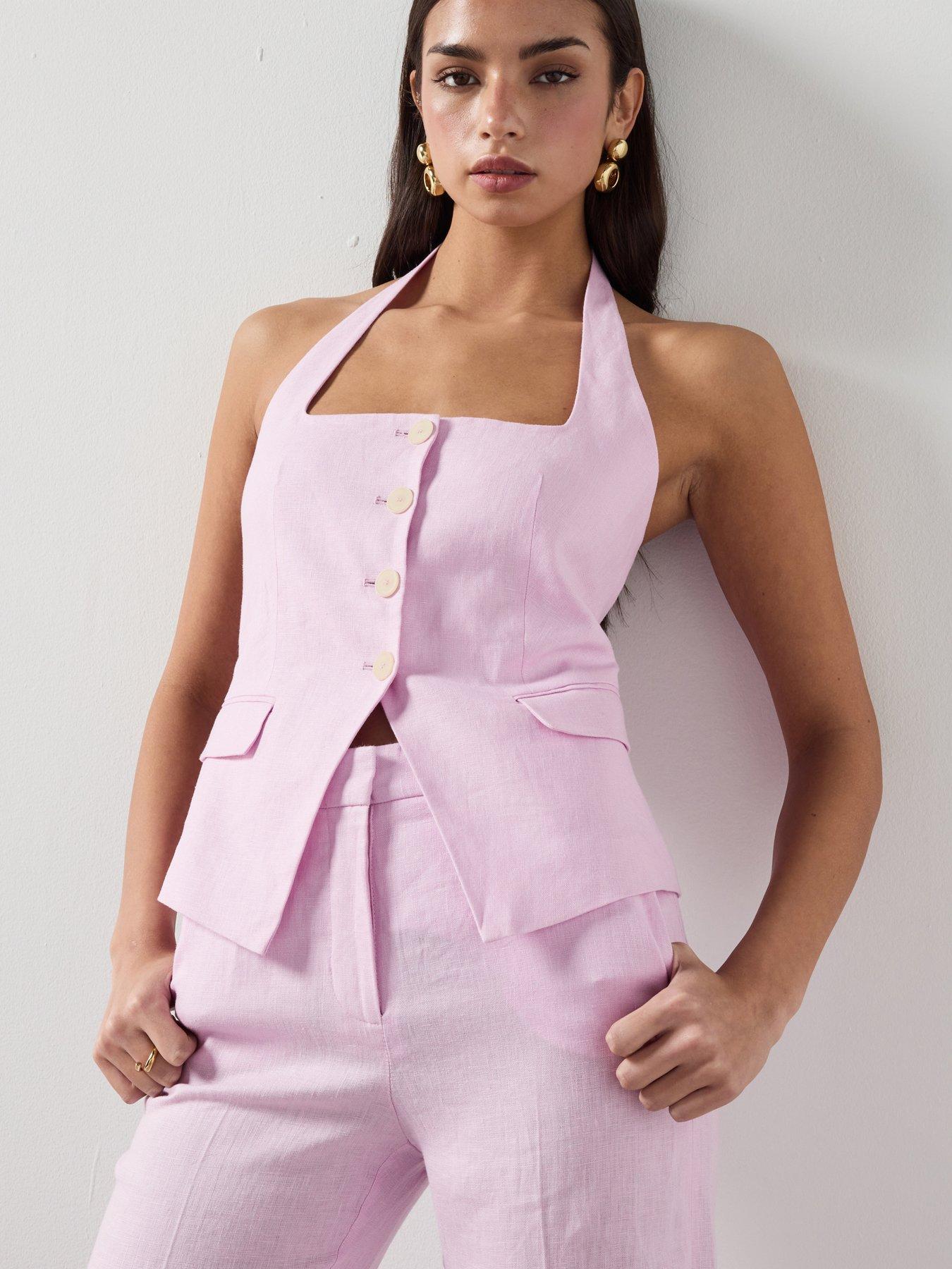 Mango Linen Suit Waistcoat - Pink