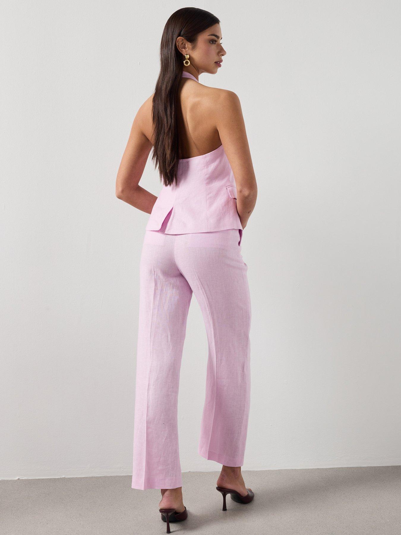 Image 5 of 6 of Mango Linen Suit Waistcoat - Pink